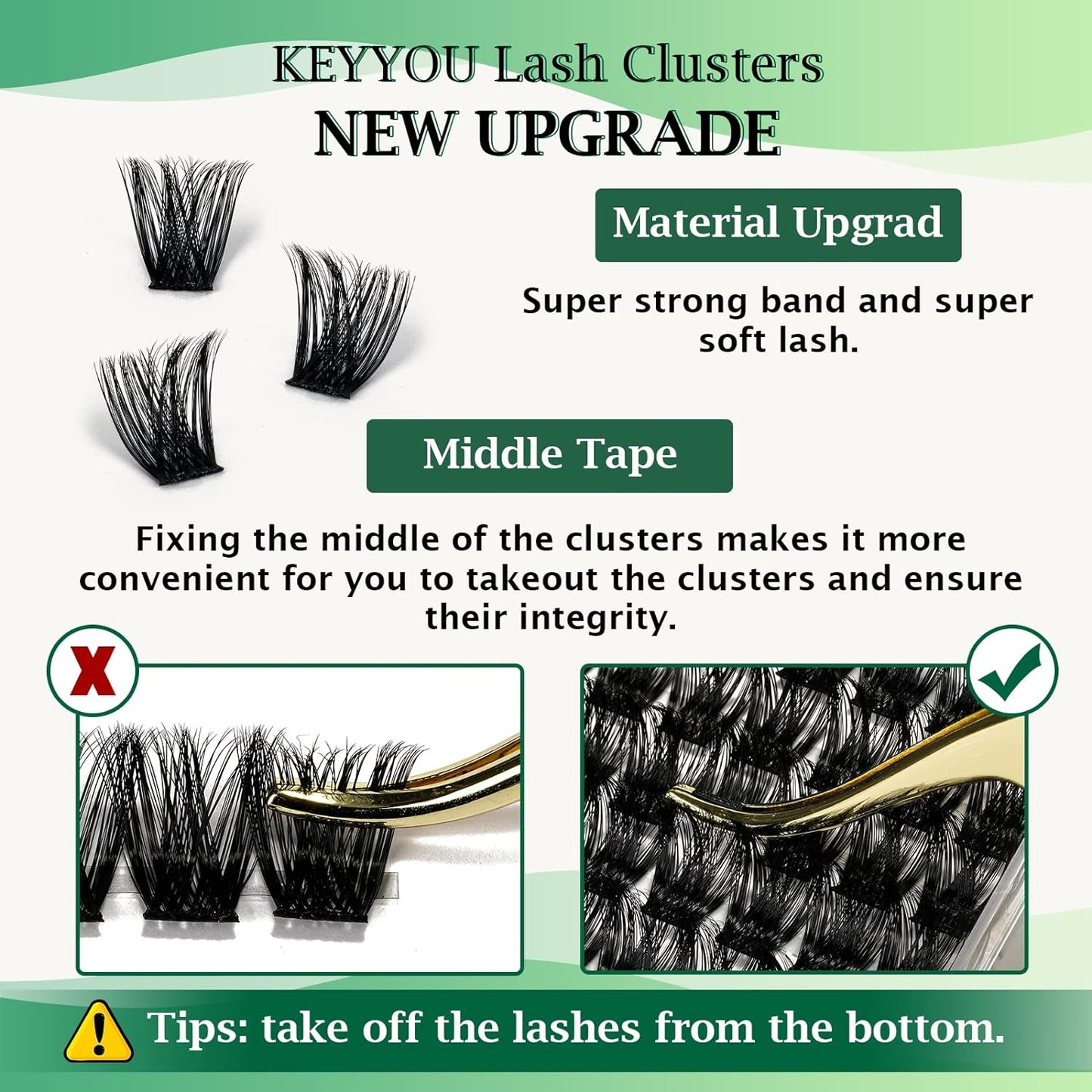 Lash Clusters 96pcs Individual Lashes Y02 D Curl 10mm Eyelash Clusters KEYYOU Volume Wispy Lash Extension Soft&Comfortable Easy DIY at Home(Y02,D-10mm)