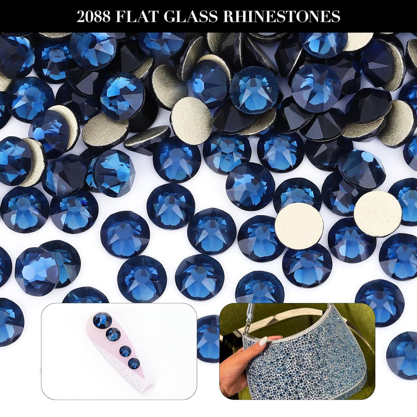 Novani Montana Rhinestones 1440pcs Flat Back Round Rhinestone Style 2088 Sparkly Crystal Gemstones for Nail Art and Crafting SS20,4.6-4.8mm