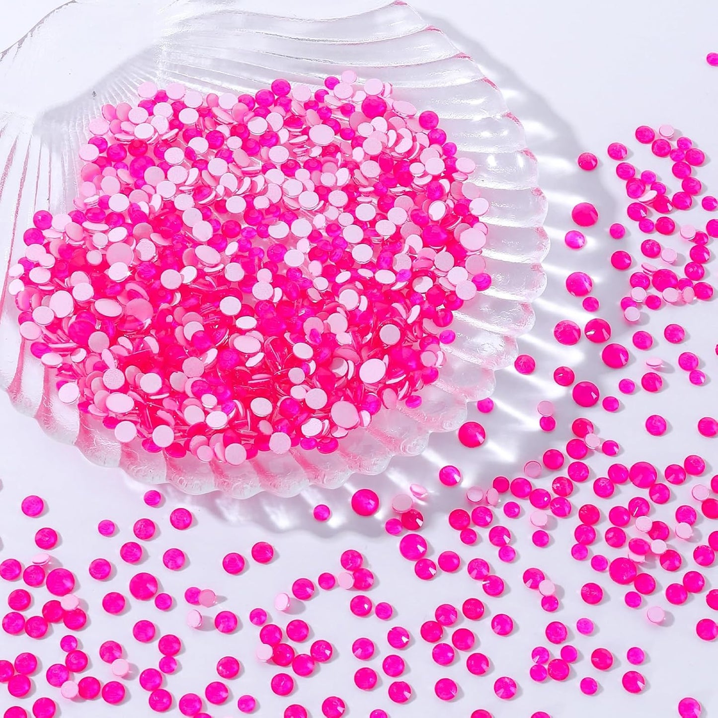 Neon Rose Flatback Rhinestones, Glass Rhinestones for Nail Art and Craft, Glue Fix, Loose Crystal Gemstones(Neon Rose, SS10, 1440pcs, 2.7-2.8mm)