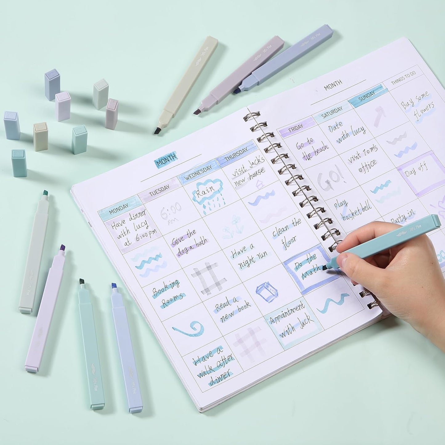 Mr. Pen- Aesthetic Highlighters, 8 pcs, Chisel Tip, Pastel Colors, Cute Highlighters Assorted Colors, Back to School Supplies