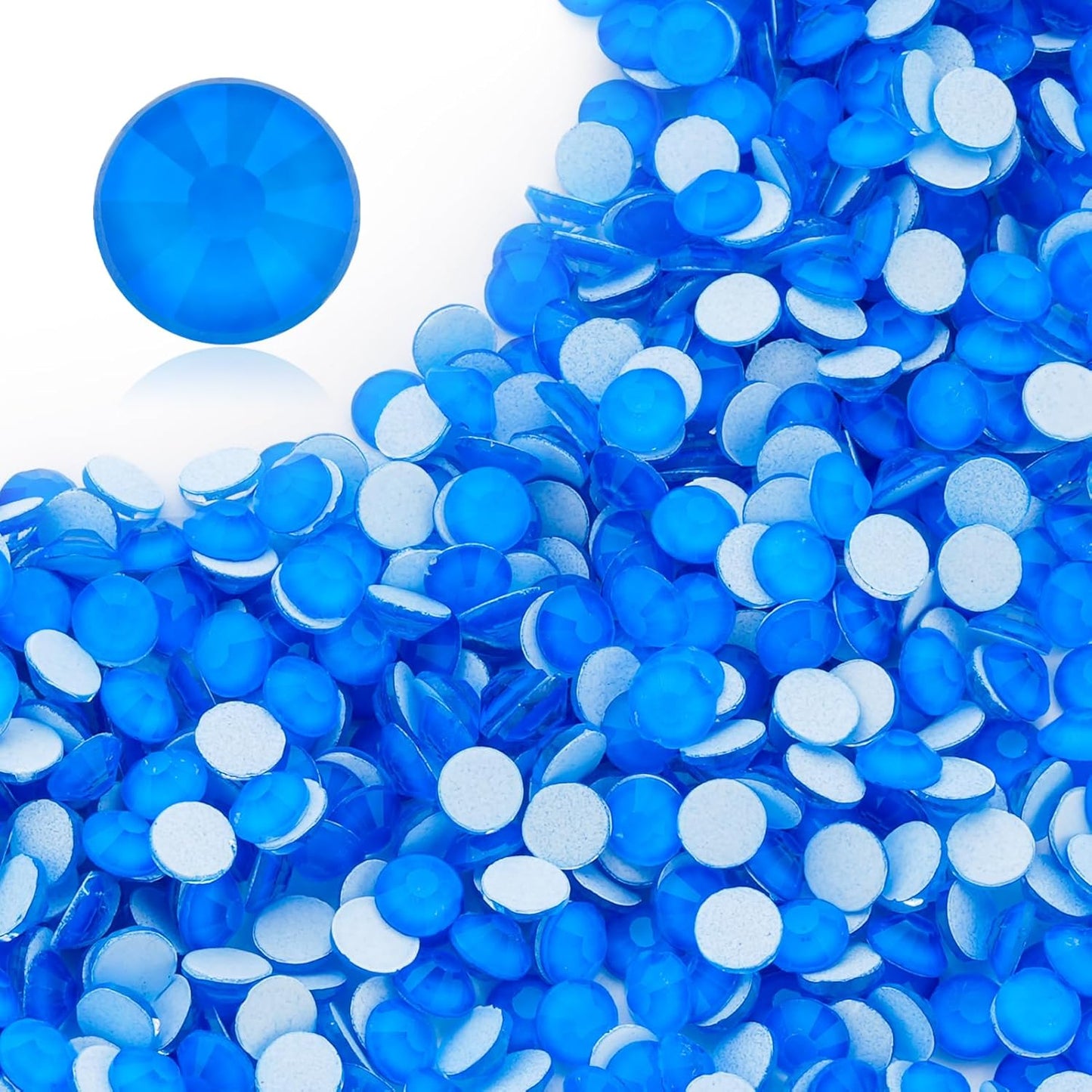 Neon Blue Flatback Rhinestones, Glass Rhinestones for Nail Art and Craft, Glue Fix, Loose Crystal Gemstones(Neon Blue, SS12, 1440pcs, 2.9-3.0mm)