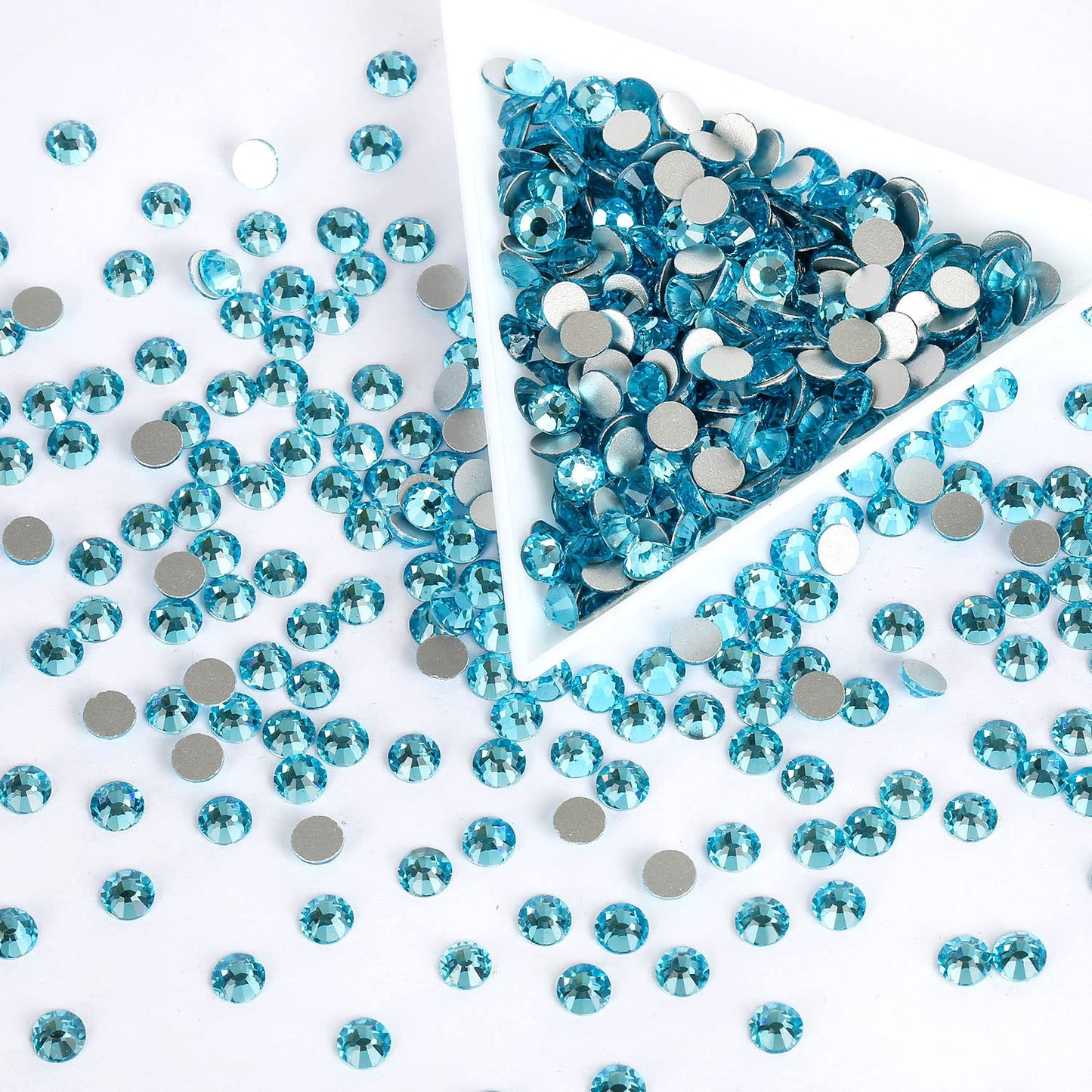 1440Pcs Aquamarine Crystal Rhinestones,Glass Flatback Rhinestones Mini Gemstones for Nail Face Makeup Art Crafts Clothes Decoration -(SS10, 2.8mm,Aquamarine)