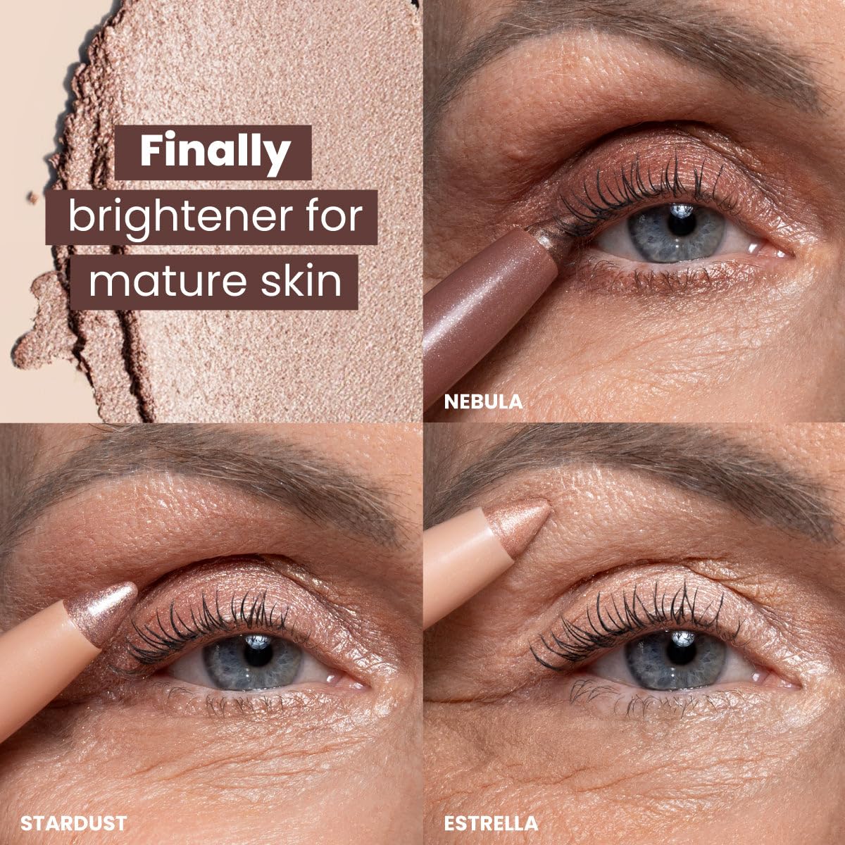 PrimeEyes Eye Brightener for Mature Women – Creamy Eye Shadow Sticks – Easy Application, Quick Eye Lift Effect – Hypoallergenic, Long Wear, Water-Resistant (Violeta)