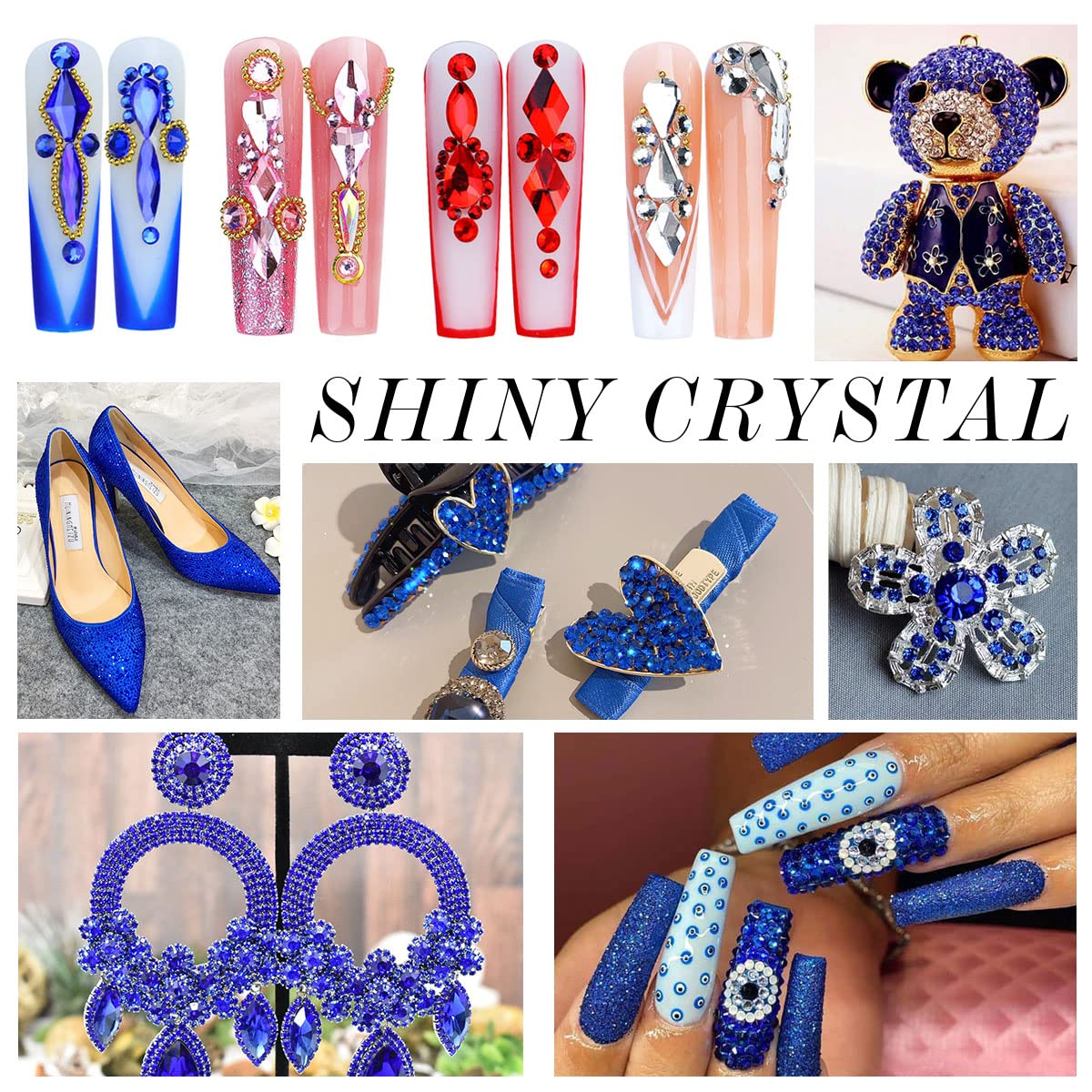 1440Pcs Blue Crystal Rhinestones,Glass Flatback Rhinestones Gemstones Small for Nail Face Makeup Art Crafts Clothes Decoration -(SS6,2.0mm,Blue)