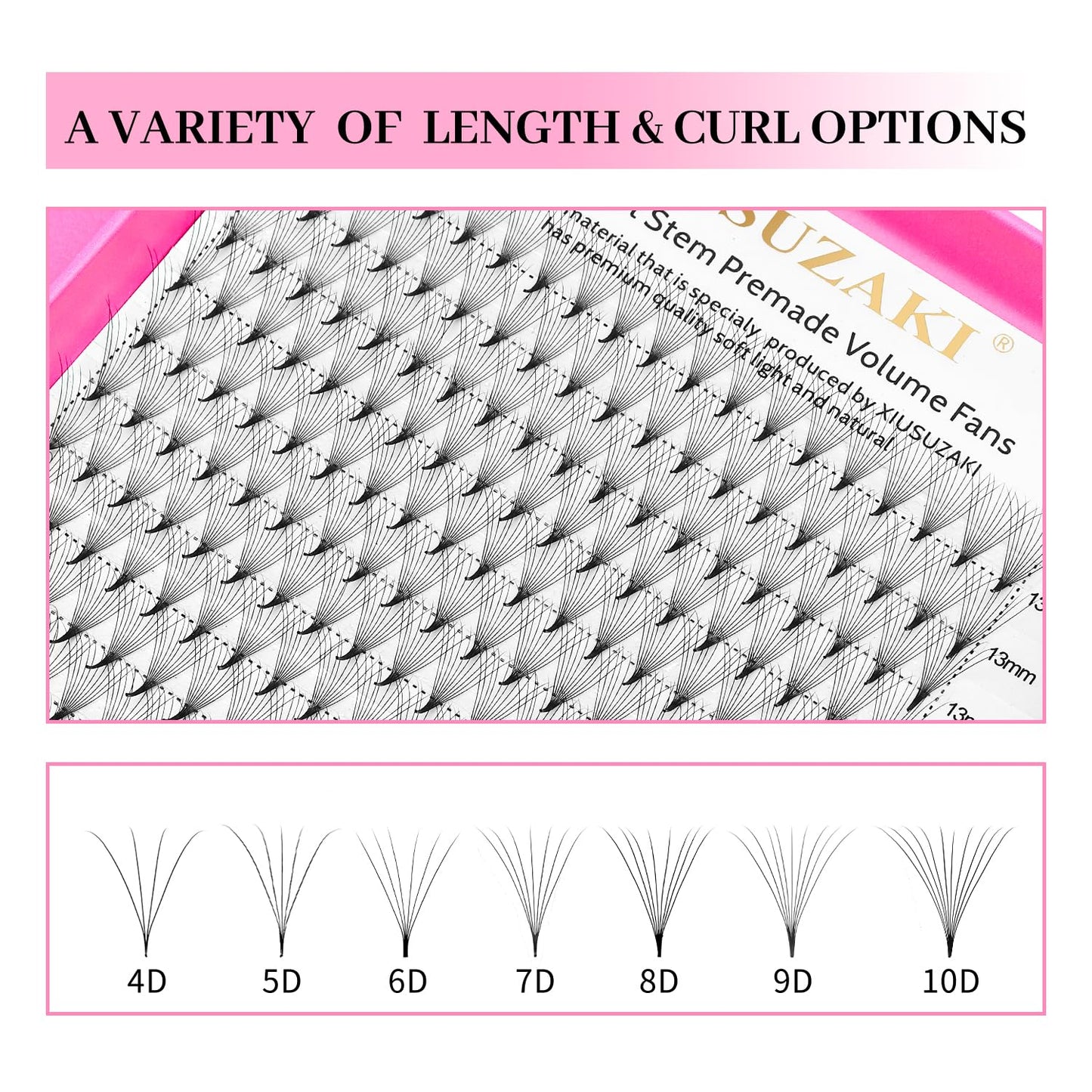 Premade Fans Eyelash Extensions 10D Volume Lash Extensions 0.05 Thickness Eyelash Extension D Curl Premade Lash Fans Mix 9-16mm Fluffy Soft Handmade Lash Fan(10D-0.05-D,9-16mm)
