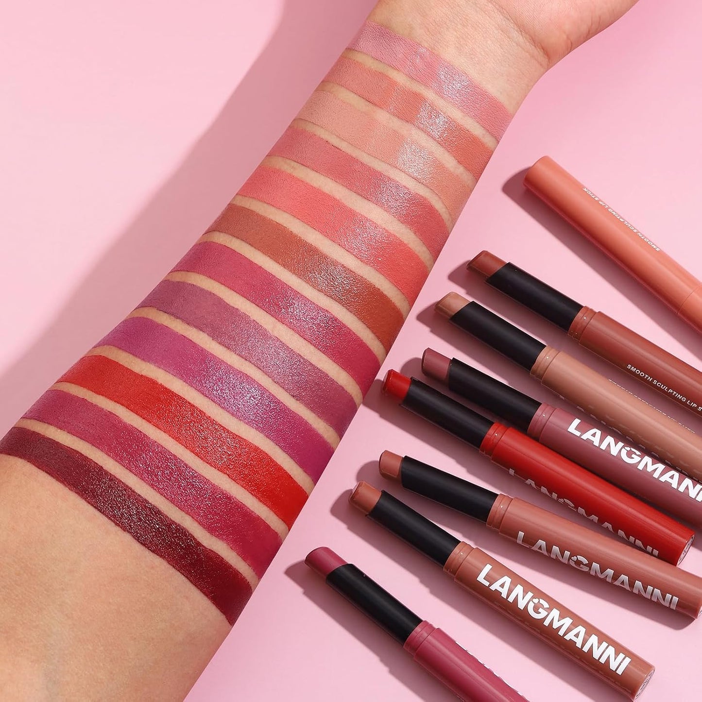 Jolilab 2Pcs Velvet Matte Lipstick Nude Matte Soft Dark Color Stick High Pigmented Long-Lasting Waterproof Lip Stick Lip Balm Beauty Cosmetics Gift for Girls and Women（05#+06#