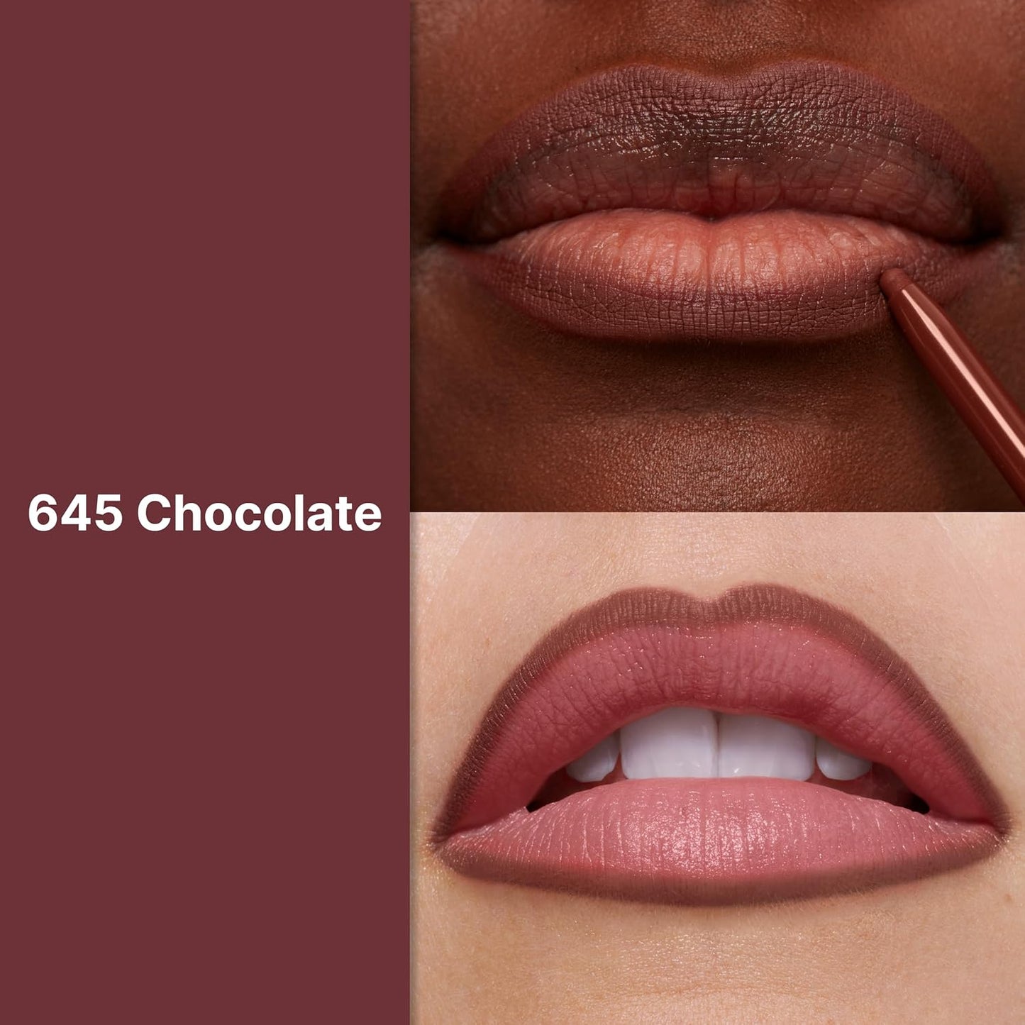 Revlon Colorstay Lip Liner Makeup with Built-in-Sharpener, Longwear Rich Colors, Smooth Application, 645 Chocolate, 0.01 oz