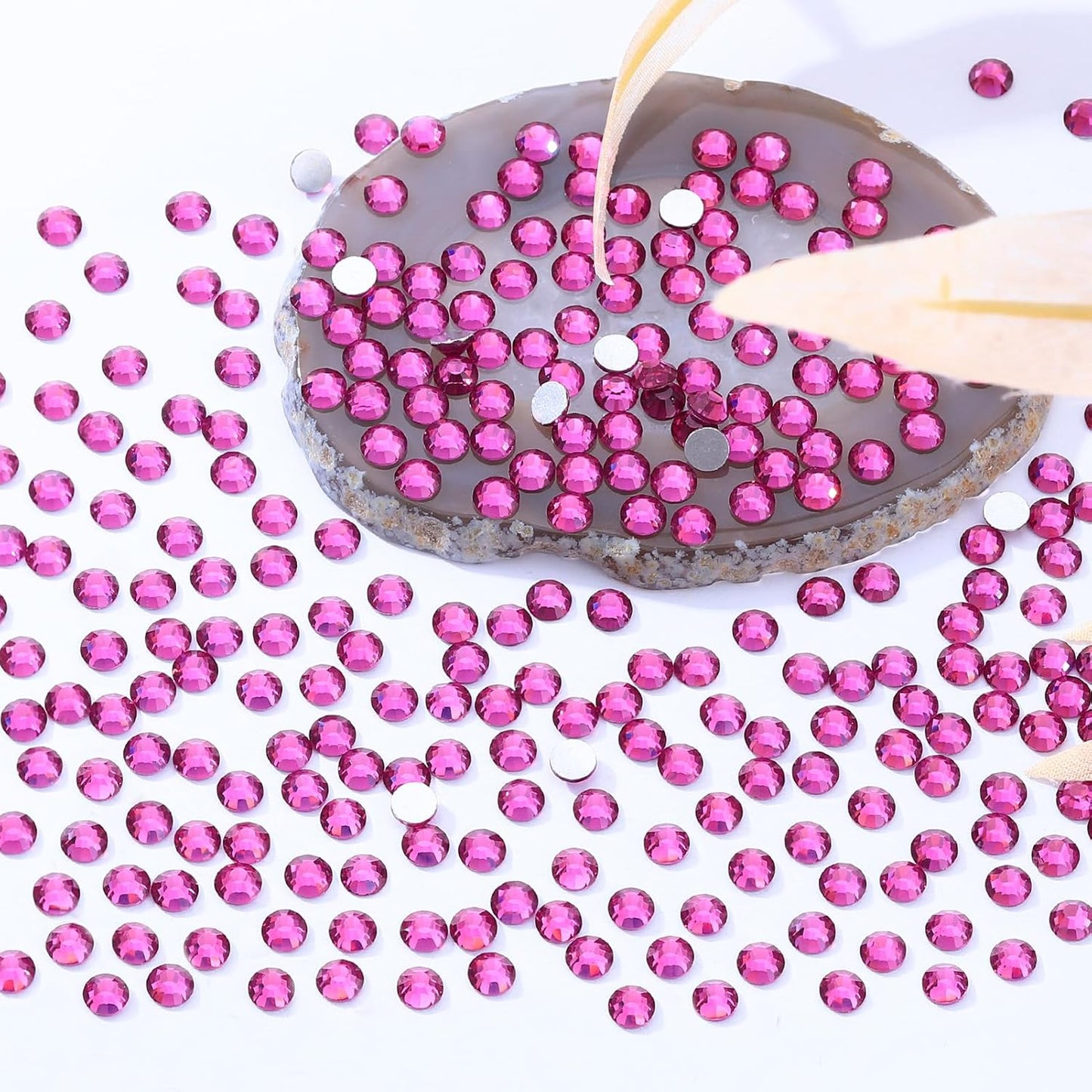 Fuchsia Flatback Rhinestones, Glass Rhinestones for Nail Art and Craft, Glue Fix, Loose Crystal Gemstones(Fuchsia, SS20, 2880pcs, 4.6-4.8mm)