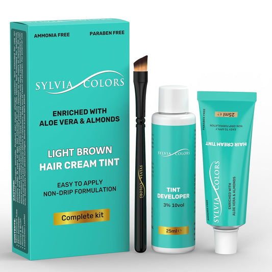 Professional Tint Kit Semi-Permanent 40 Applications Lasts 4-6 Weeks Spot Coloring Set WaterprooF (Light Brown, 25 ML)