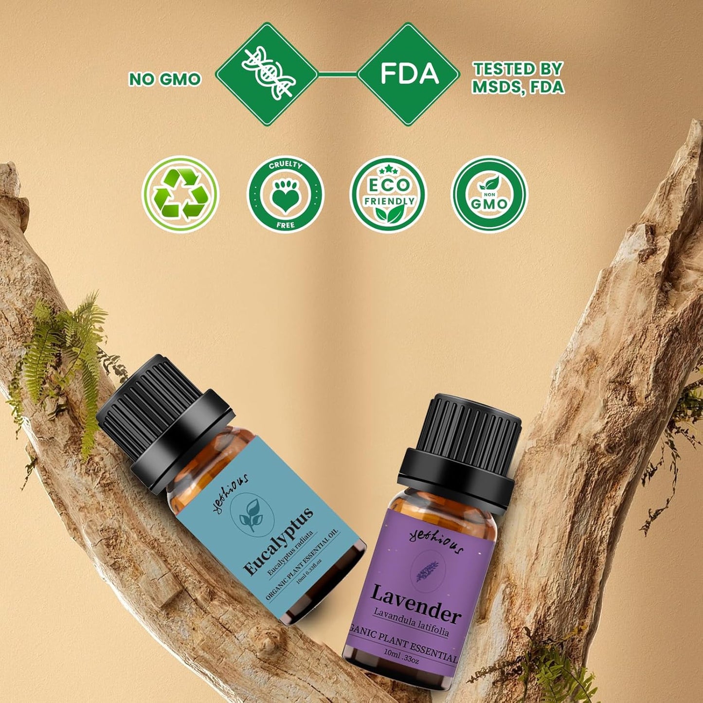 yethious Lavender Eucalyptus Essential Oil Organic Pure Plant Lavender Oil Essential Oil for Diffuser, Skin, Hair Care