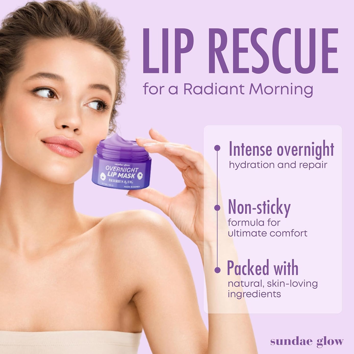 Lip Mask with Berries & Fig – Overnight Lip Repair, Intense Hydration & Smoothing – Dermatologist Tested, Korean Lip Care – Vegan, Clean Beauty, 95% Natural – 1 Pack
