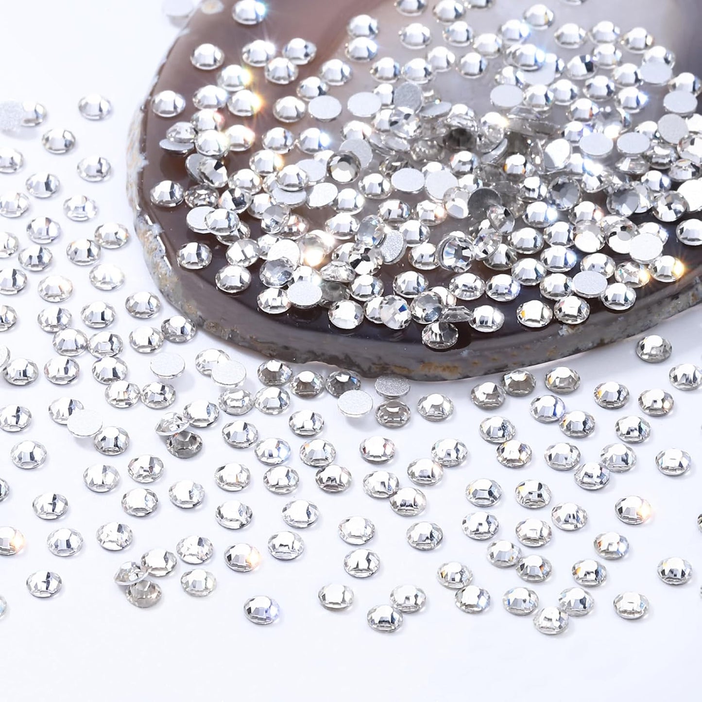Crystal Clear Flatback Rhinestones, Glass Rhinestones for Nail Art and Craft, Glue Fix, Loose Crystal Gemstones(Crystal, SS6, 1440pcs, 1.9-2.0mm)