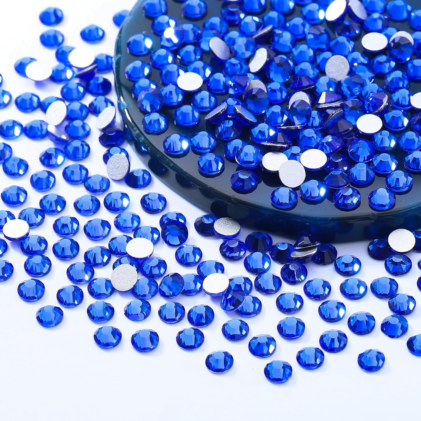 Sapphire Flatback Rhinestones, Glass Rhinestones for Nail Art and Craft, Glue Fix, Loose Crystal Gemstones(Blue, SS12, 1440pcs, 2.9-3.0mm)