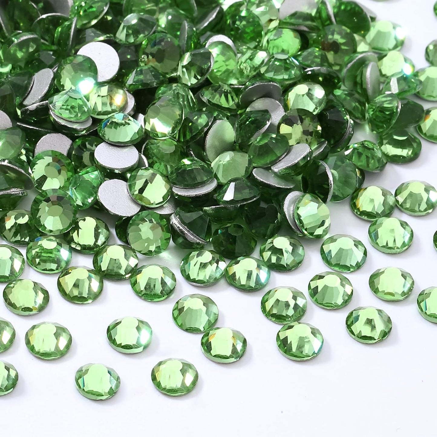 Light Green Flatback Rhinestones, Glass Rhinestones for Nail Art and Craft, Glue Fix, Loose Crystal Gemstones(Lt.Green, SS30, 288pcs, 6.4-6.6mm)