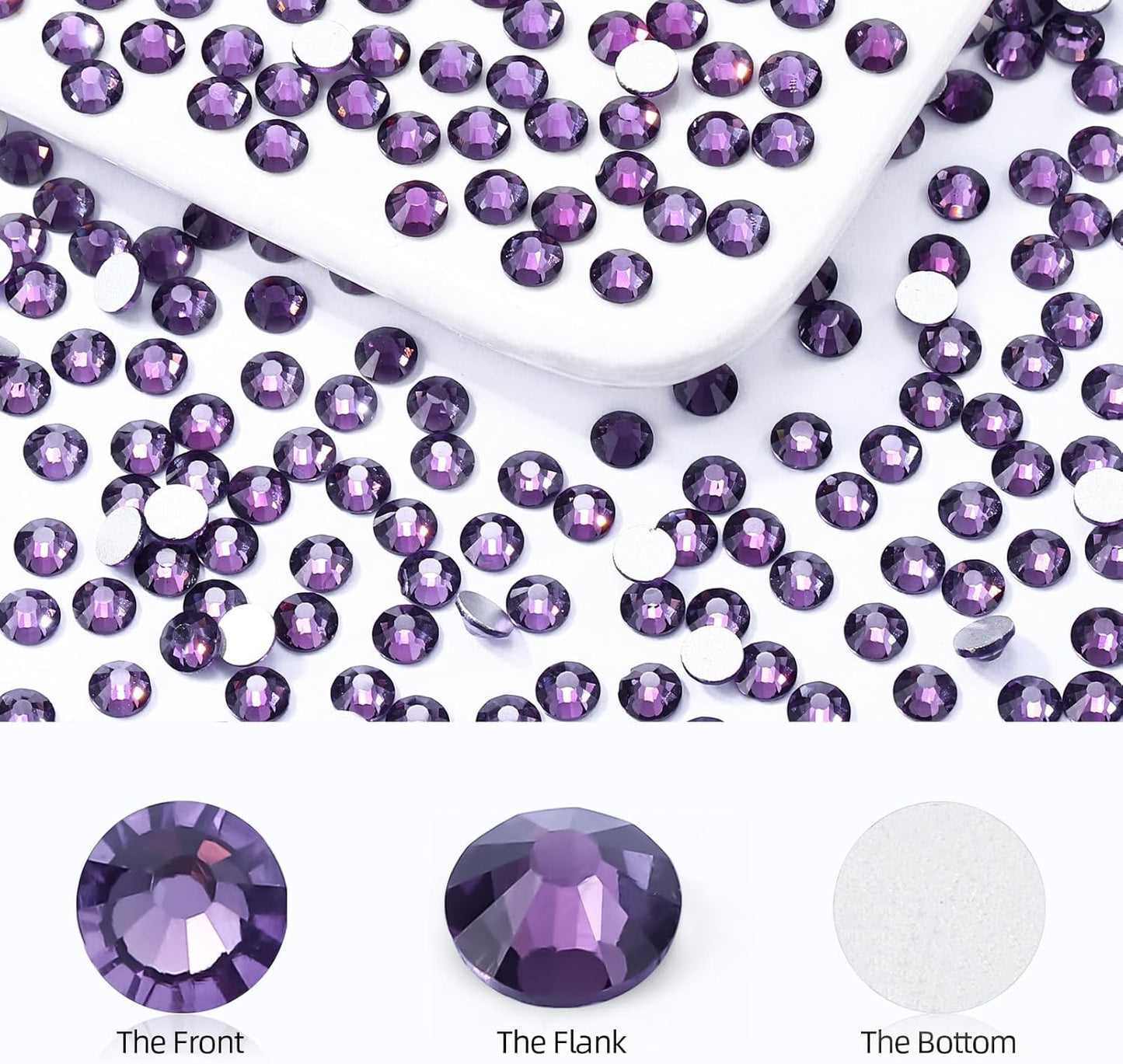 Tanzanite Flatback Rhinestones, Glass Rhinestones for Nail Art and Craft, Glue Fix, Loose Crystal Gemstones(Tanzanite, SS8, 1440pcs, 2.3-2.5mm)