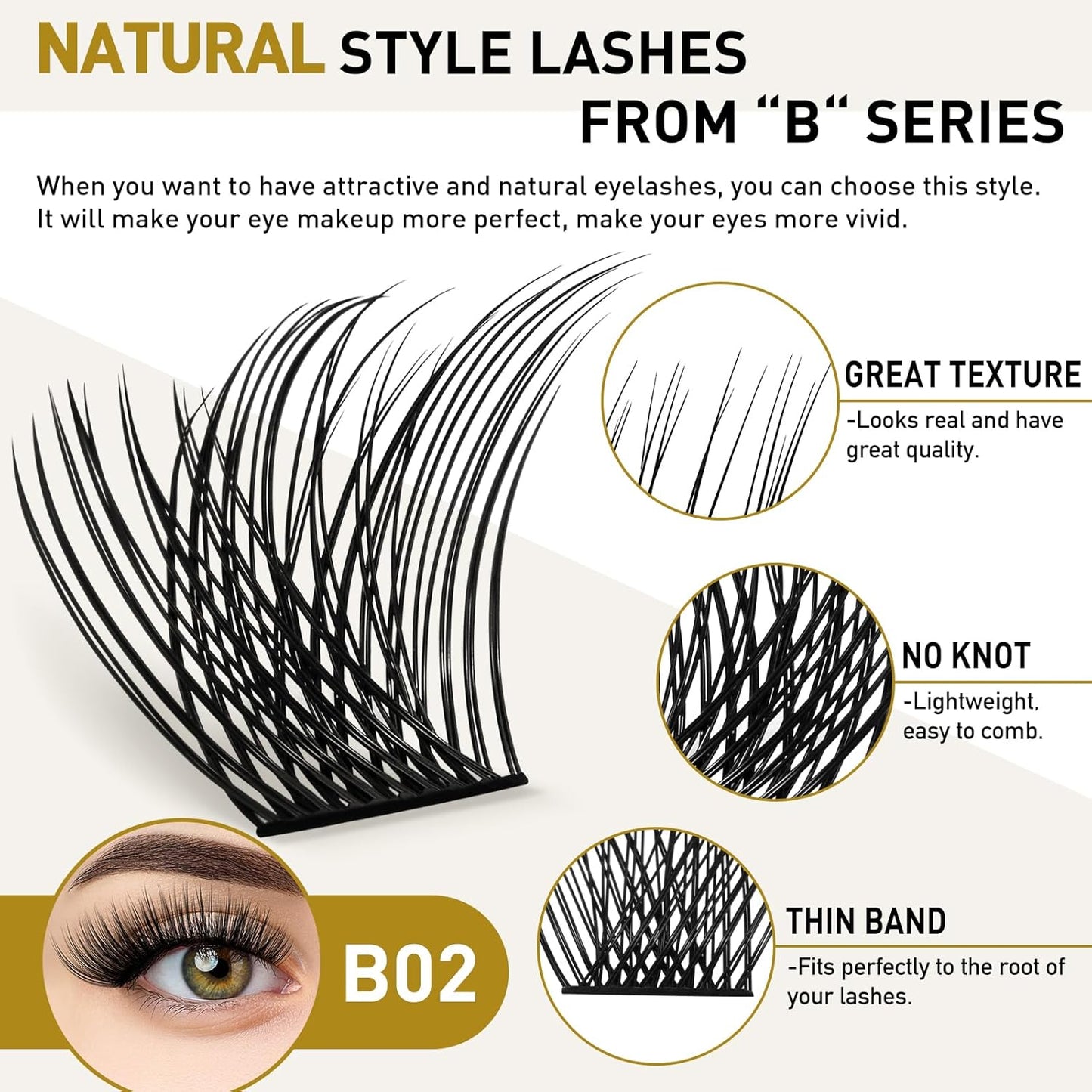 Lash Clusters B02 D Curl 18mm DIY Eyelash Extensions 72 Clusters Lashes C D Curl B&Qaugen Mega Volume Individual Lashes Eyelash Clusters Extensions Individual Lashes Cluster DIY at Home (NM-D-18mm)