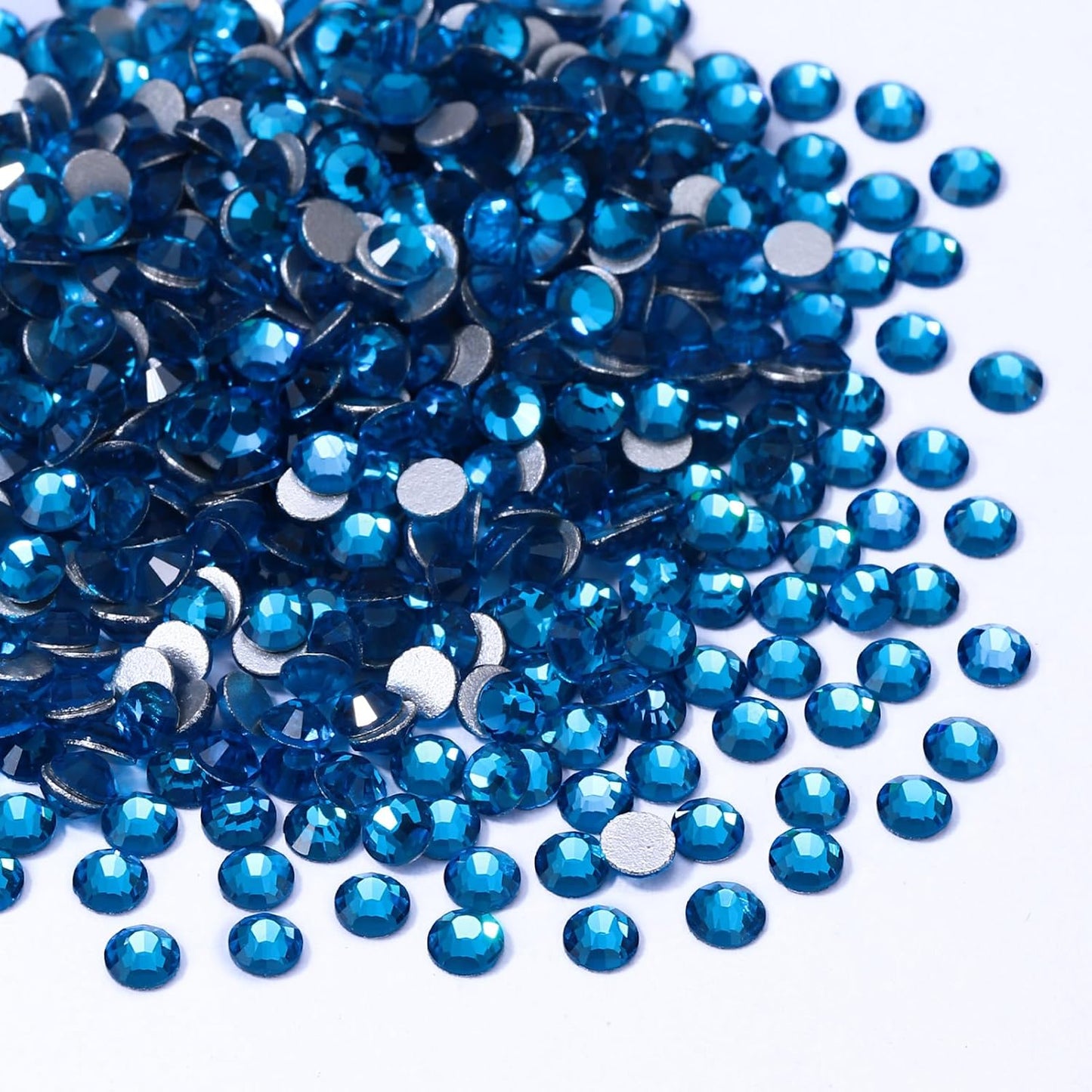 Capri Blue Flatback Rhinestones, Glass Rhinestones for Nail Art and Craft, Glue Fix, Loose Crystal Gemstones(Capri Blue, SS8, 1440pcs, 2.3-2.5mm)