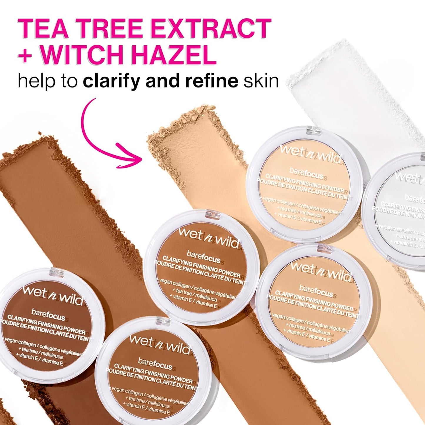wet n wild Bare Focus Clarifying Finishing Powder | Matte | Pressed Setting Powder Light-Medium (Pack of 2)