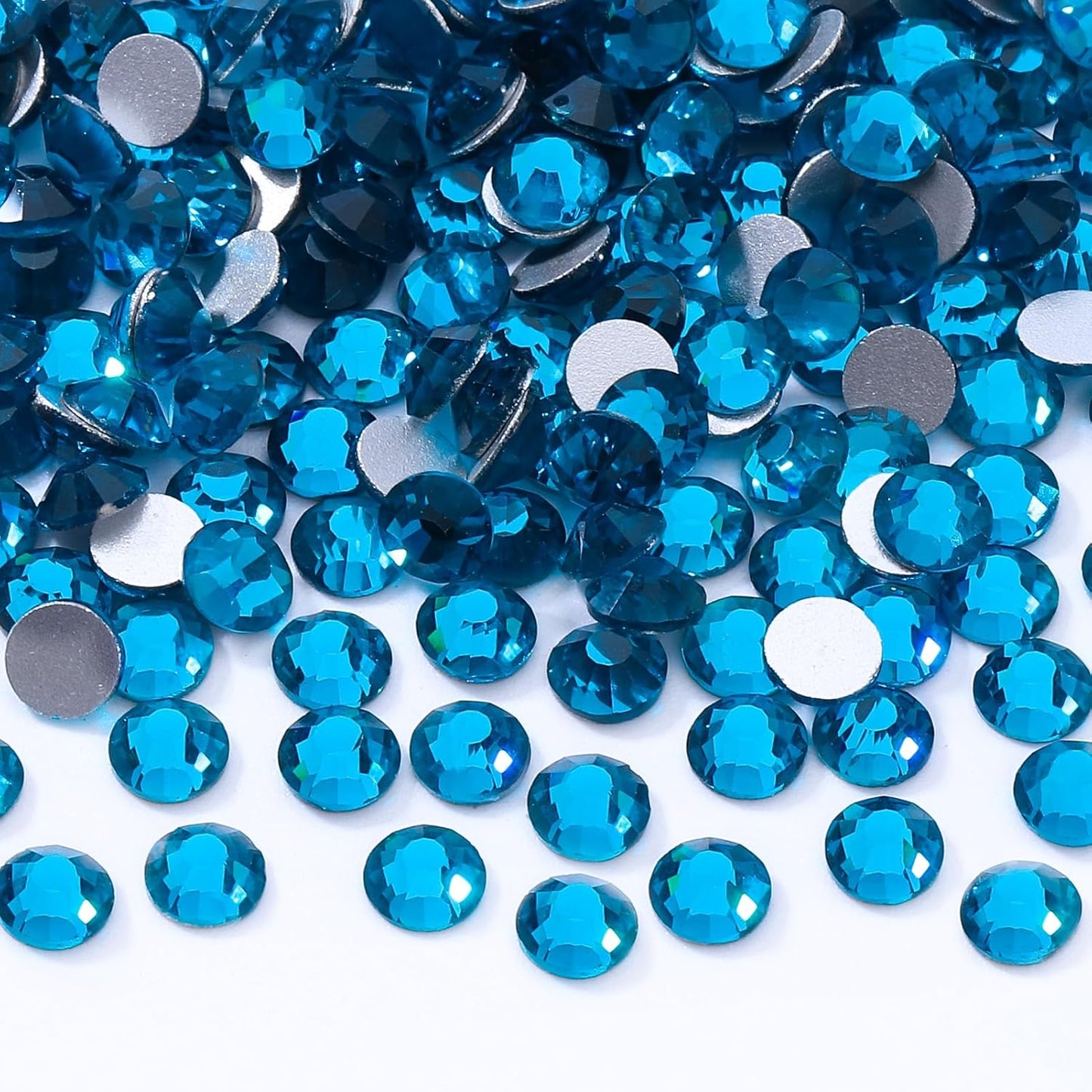 Malachite Blue Flatback Rhinestones, Glass Rhinestones for Nail Art and Craft, Glue Fix, Loose Crystal Gemstones(Malachite Blue, SS20, 2880pcs, 4.6-4.8mm)