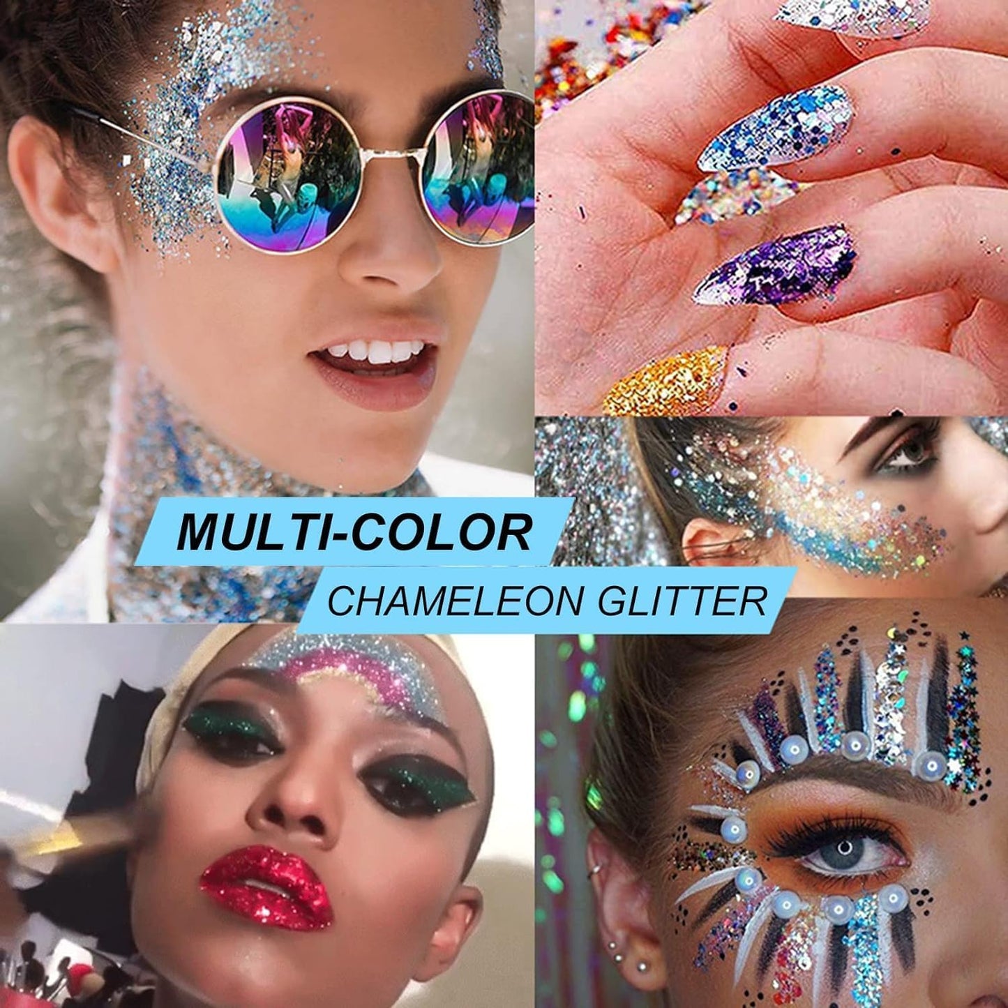 Cute Pink Face Body Hair Glitter Gel for Singer Concert Die-Hard Fans Makeup Accessories, Long Lasting Holographic Chunky Mermaid Sequin Sparkling Glitter Paint Makeup for Women Kids, 1oz