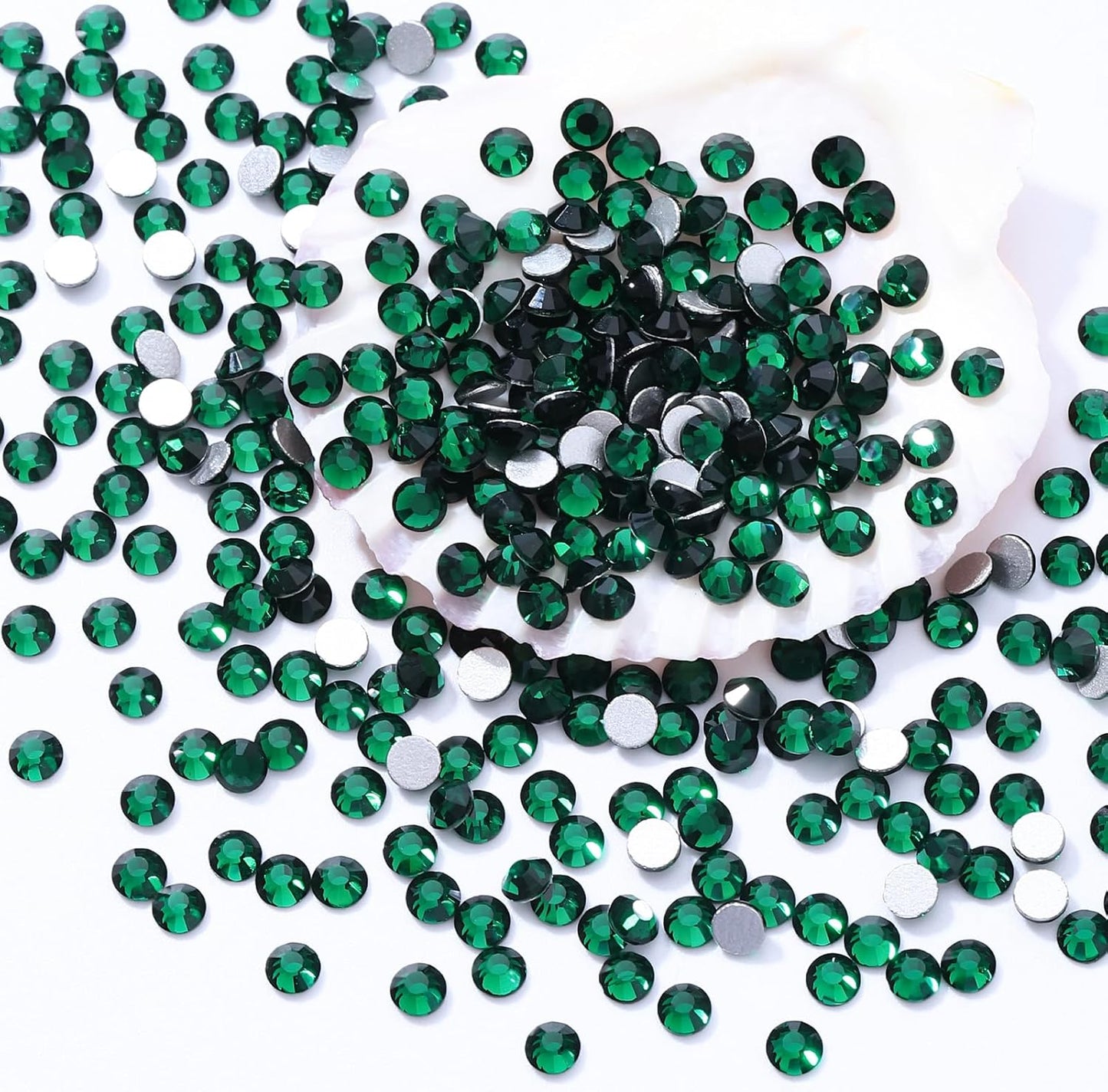 Green Flatback Rhinestones, Glass Rhinestones for Nail Art and Craft, Glue Fix, Loose Crystal Gemstones(Green, SS12, 2880pcs, 2.9-3.0mm)