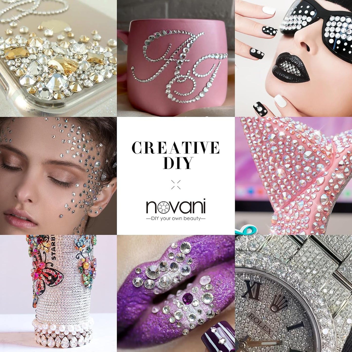 Novani 500pcs Clear Rhinestones Flat Back Round Rhinestone Style 2088 Sparkly Crystal Gemstones for Nail Art and Crafting,SS6(1.9-2mm