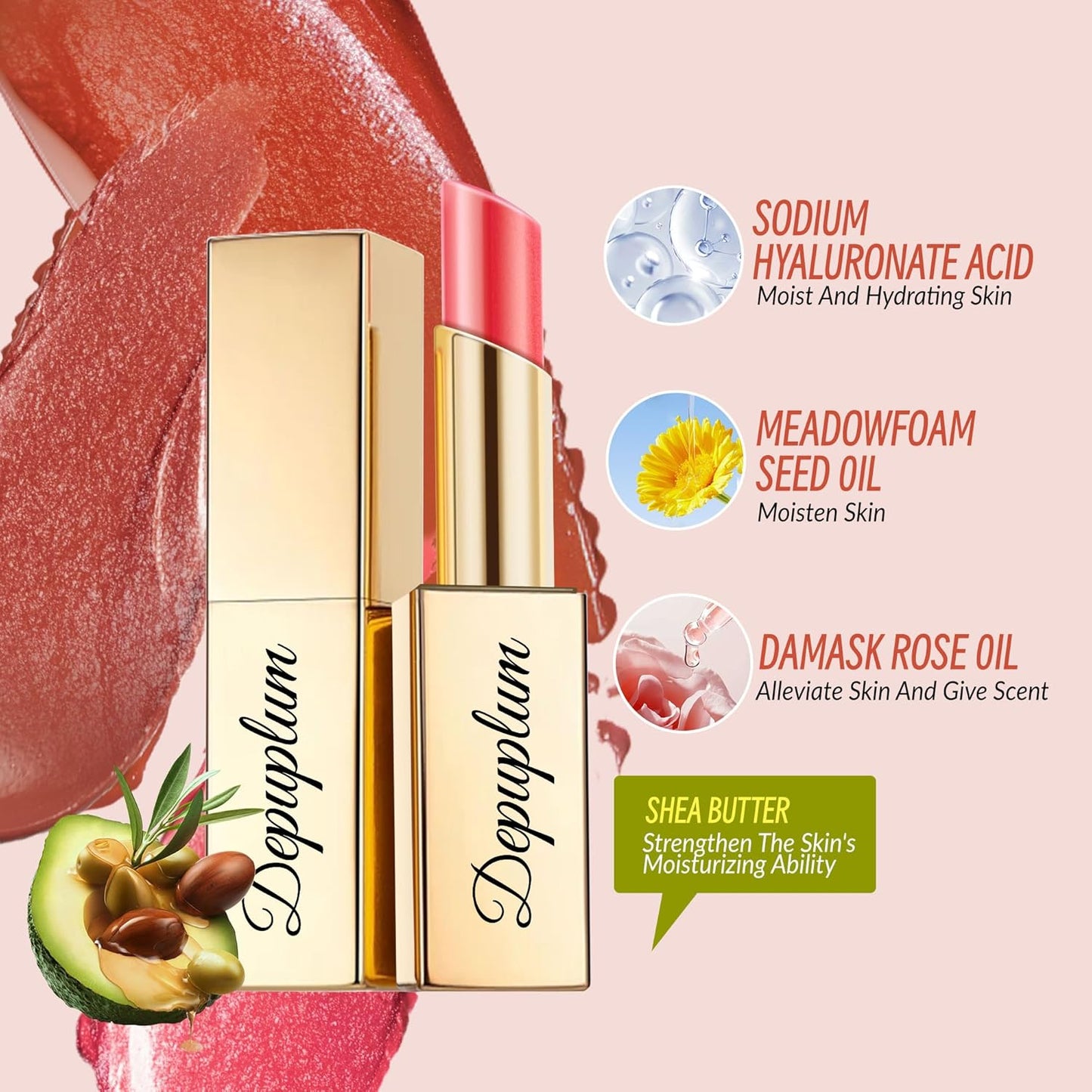 Purple Lipstick Moisturizing for Women Shimmer Tinted Lip Balm Hydrating Nourishing Lip Gloss Vegan& Cruelty Free Lip Makeup, ZG122 Sweet