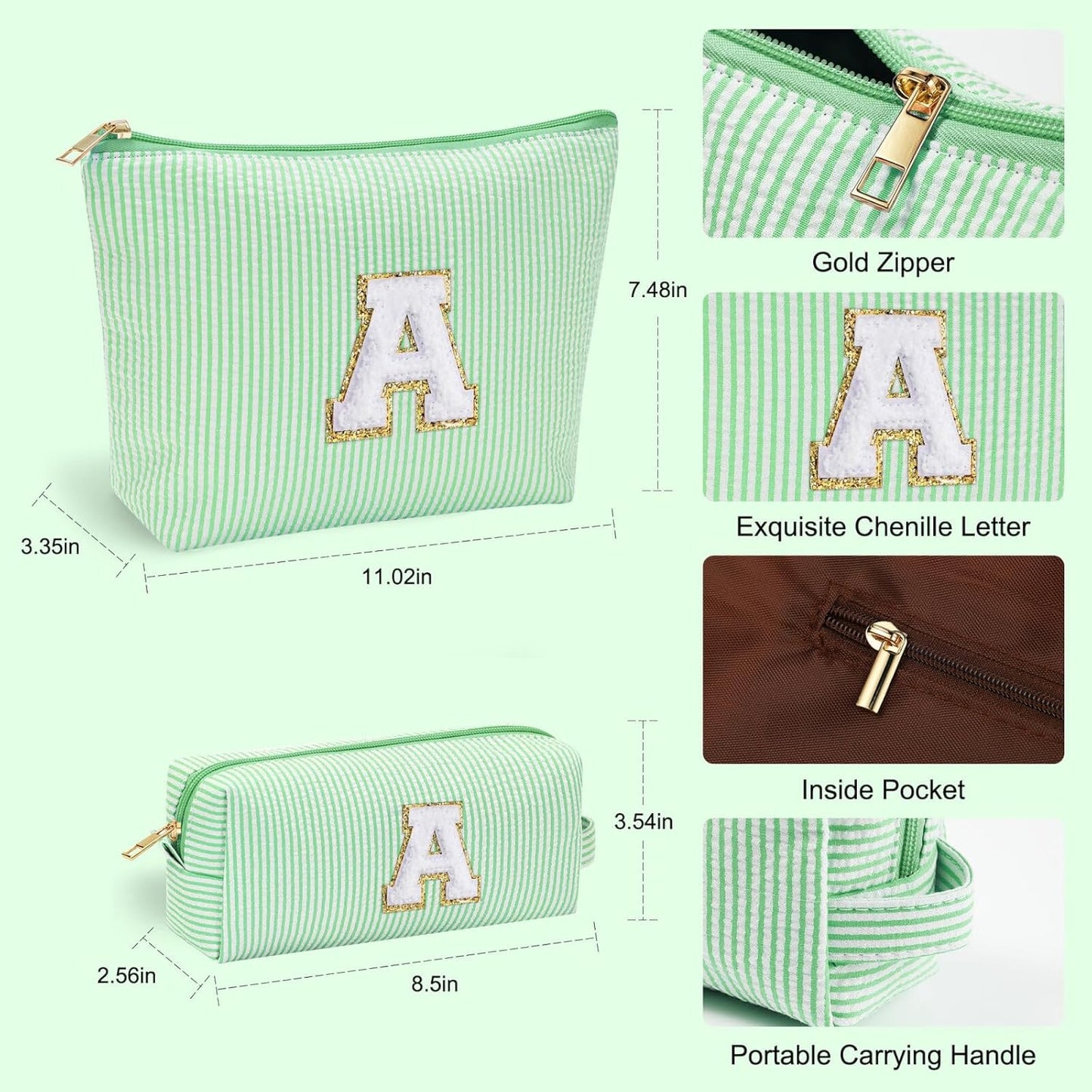 YOOLIFE Initial Makeup Bag for Women Girls - Teenager Girl Gift Ideas | Cute Make Up Bag | Personalized Gifts for Women Friends | Skin Care Bag | Mothers Day Gifts | Tween Girls Trendy Stuff Q