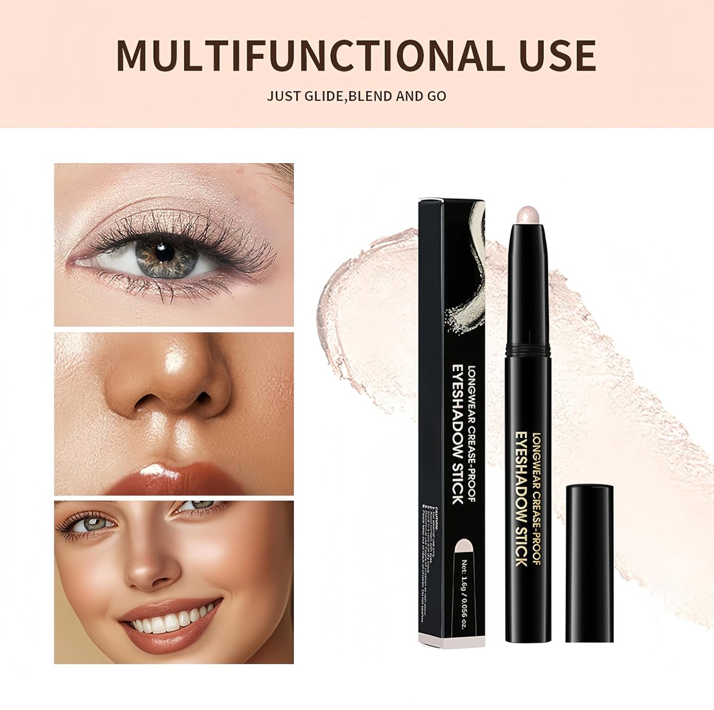 MAEPEOR 10 Colors Cream Eyeshadow Stick Silky Smooth Matte Shimmer Eyeshadow Pen Waterproof and Long Lasting Shadow Pencil for Girls and Women (Color 04)