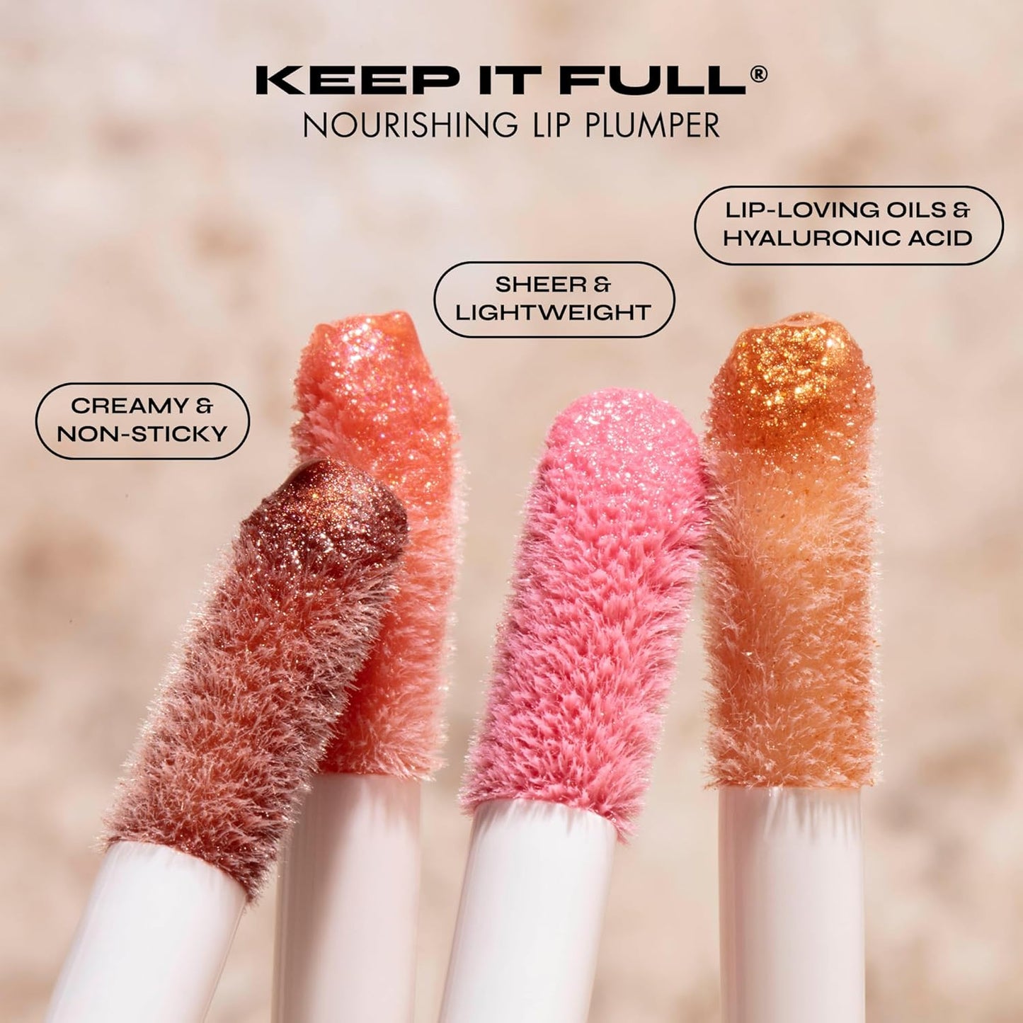 Milani Lip Gloss, Keep It Full Nourishing Lip Plumper with Hyaluronic Acid & Peptides for Soft, Fuller-Looking Lips (0.13 Fl. Oz.) Nude Shimmer