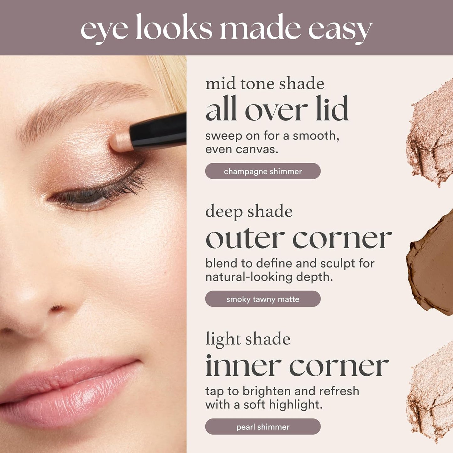 Julep Eyeshadow 101 Cream-to-Powder Waterproof Shadow Stick – Silver Moonlight Shimmer – Long-Lasting, Crease-Proof, Medium Golden-Beige Shimmer Eyeshadow with Built-in Smudger