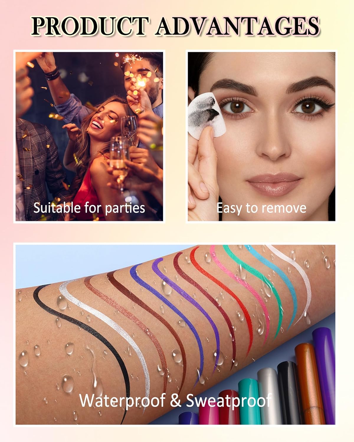 Burgundy Matte Liquid Eyeliner Pencil,Colorful High Pigmented Waterline Eye liner Waterproof Pen, Bright Colored Smudgeproof Long Lasting Eyeliner Pen Christmas Party Festival Makeup Gift for Women-06