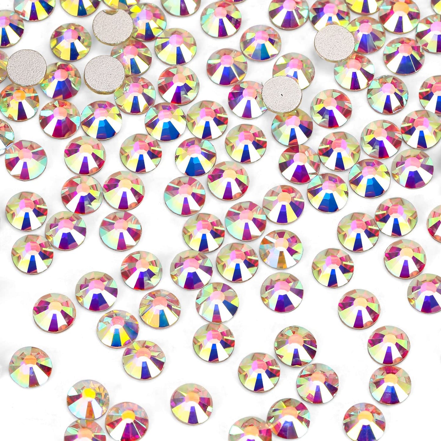 1440Pcs Crystal Ab Crystal Rhinestones,Glass Flatback Rhinestones Gemstones Small for Nail Face Makeup Art Crafts Clothes Decoration -(SS8,2.4mm,Crystal Ab)