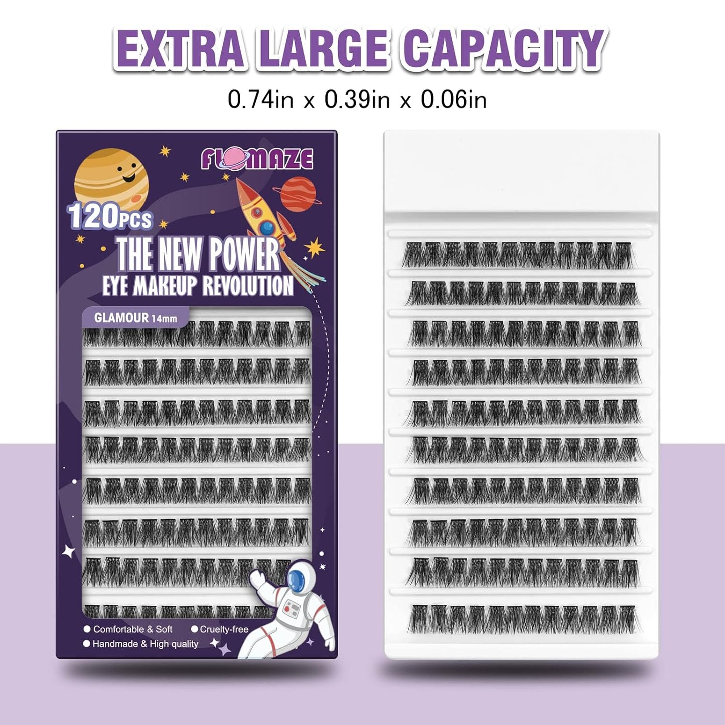 Lash Clusters 120 Clusters DIY Eyelash Extension Natural Look Lightweight Comfortable Handmade Reusable Individual Lashes False Eyelashes DIY at Home (Glamour-16mm)