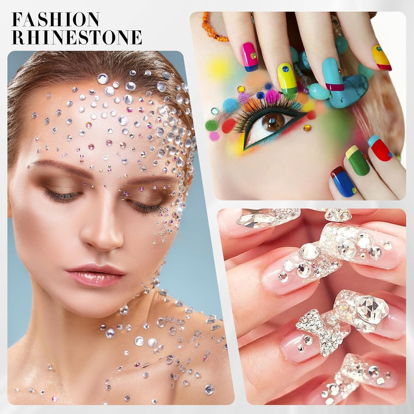 Novani Crystal AB Rhinestones 1440pcs Flat Back Round Rhinestone Style 2088 Sparkly Crystal Gemstones for Nail Art and Crafting SS8,2.3-2.5mm