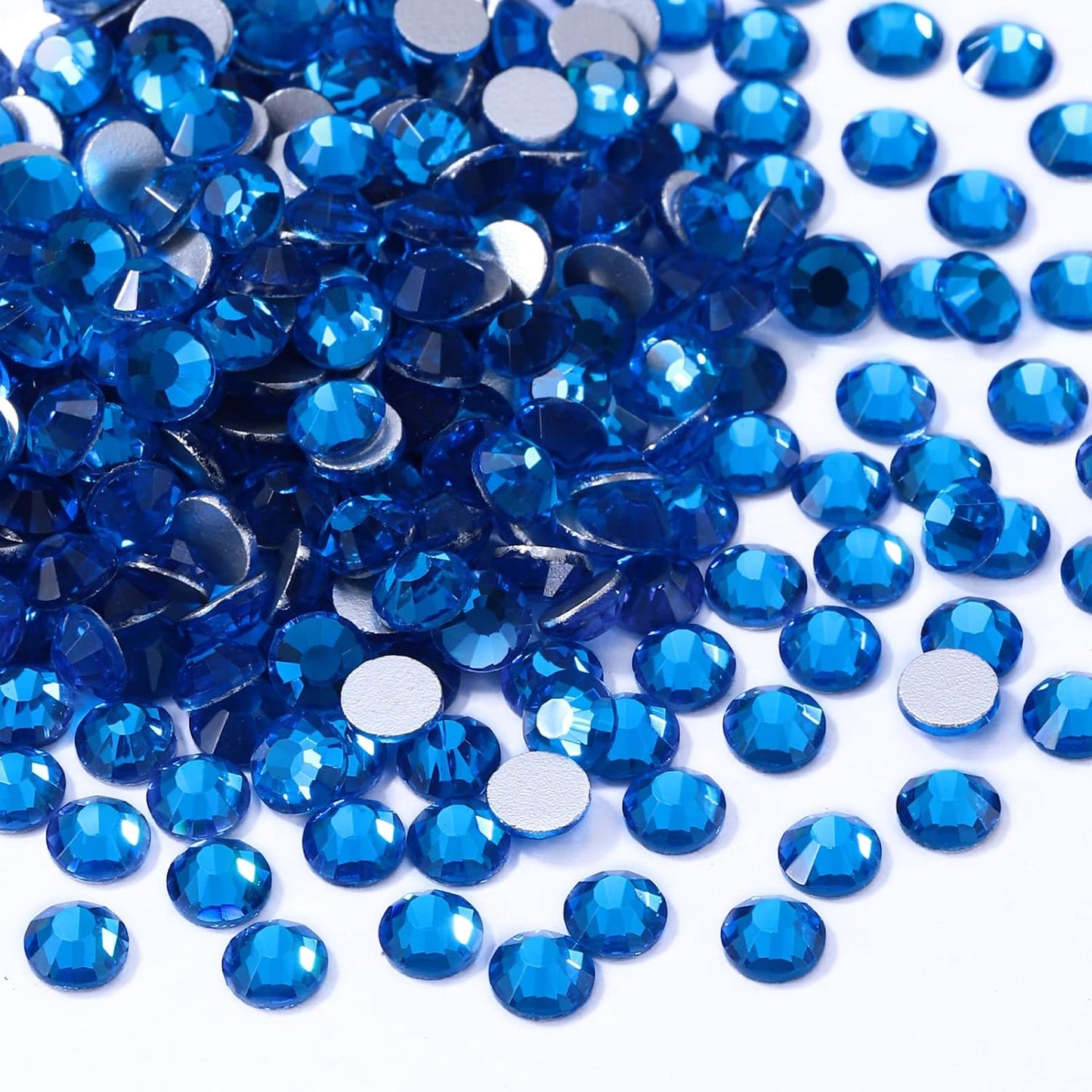 Capri Blue Flatback Rhinestones, Glass Rhinestones for Nail Art and Craft, Glue Fix, Loose Crystal Gemstones(Capri Blue, SS16, 1440pcs, 3.8-4.0mm)