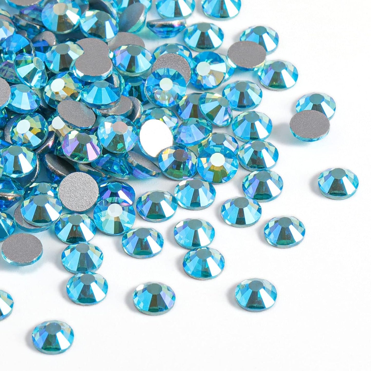 Beadsland 1440 Pieces Flat Back Crystal Rhinestones Round Gems,Aquamarine AB,SS6,1.9-2.1mm
