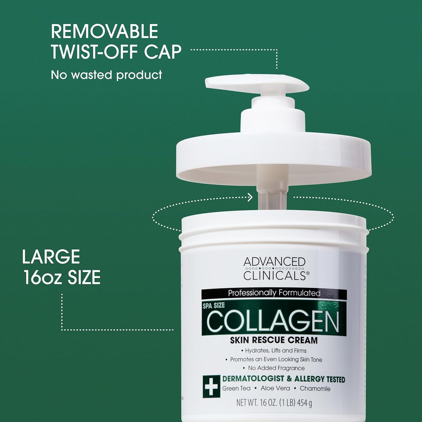 Advanced Clinicals Collagen Cream + Puffy Eye Face Serum 2pc Set | Collagen Body Lotion & Brightening Under Eye Serum | Fragrance Free | Skin Care Products, 2pc Bundle