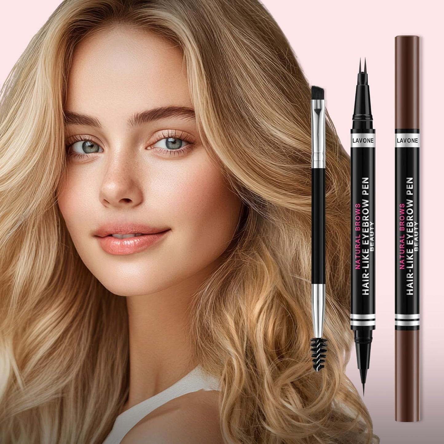 Eyebrow Pencil, 2-in-1 Waterproof Eyebrow Pen, with 2 Tip Microblading Eyebrow Pencil and Ultra-Precise Brow Pencil, with Eyebrow Brush, Eyebrow Pencils for Women, Natural Hair-Like Brows - Grey