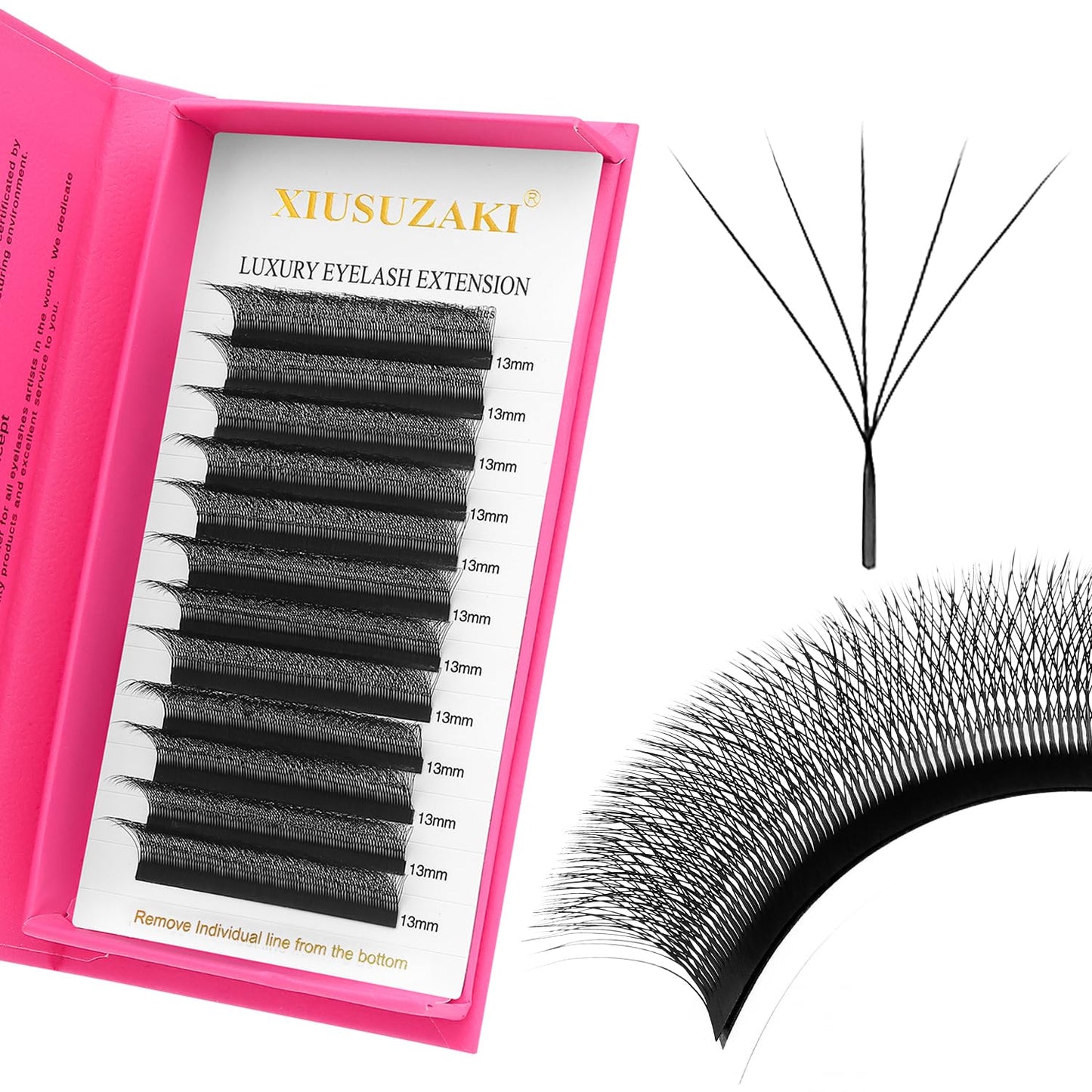 W Lash Extensions Supplies 5D Eyelash Extensions W Shape 0.07mm Thickness C Curl 10mm Premade Fans Easy Fan Lashes Volume Matte Black 12 Rows Crisscross Eye Lashes(W-5D-0.07-C,10mm)
