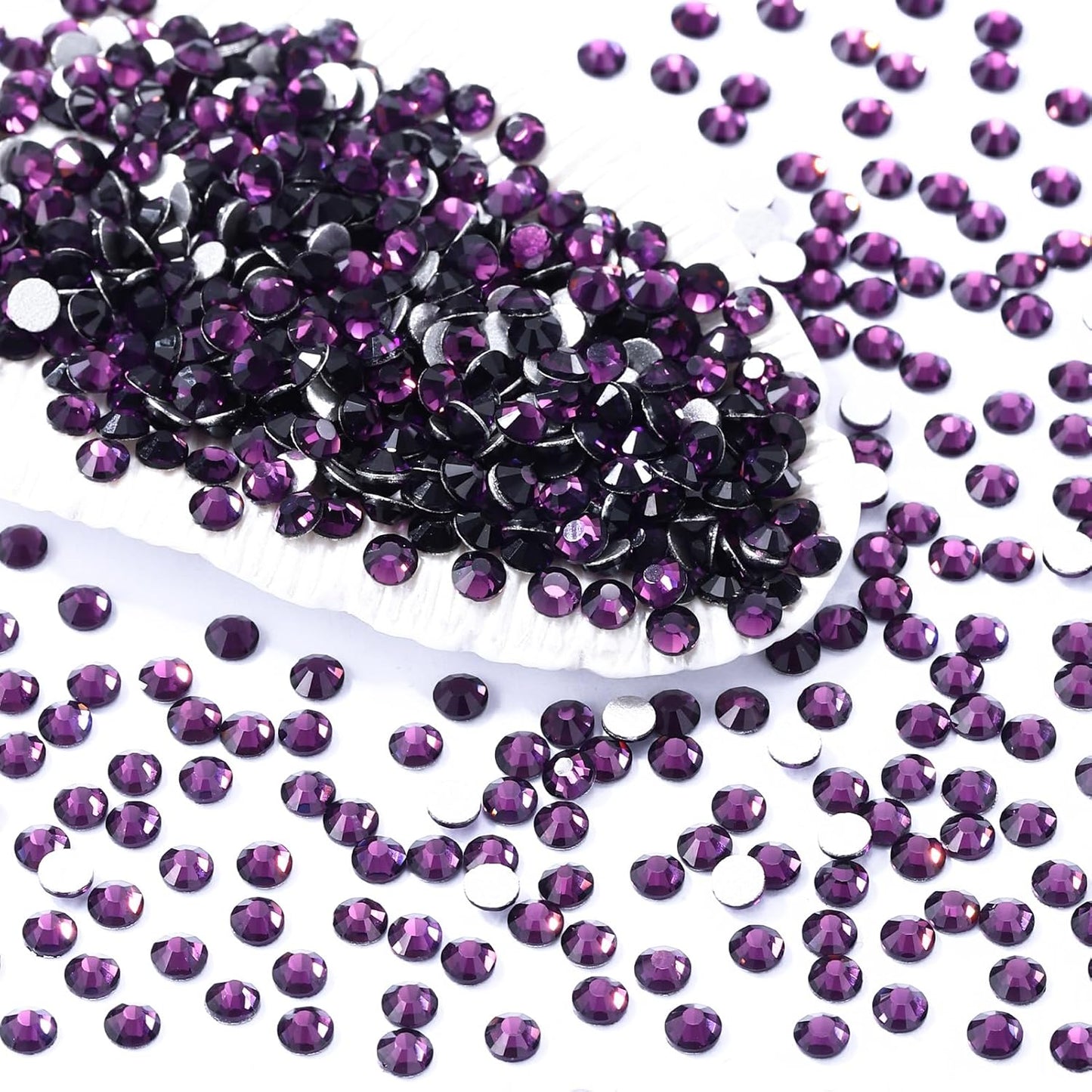 Tanzanite Flatback Rhinestones, Glass Rhinestones for Nail Art and Craft, Glue Fix, Loose Crystal Gemstones(Tanzanite, SS6, 1440pcs, 1.9-2.0mm)