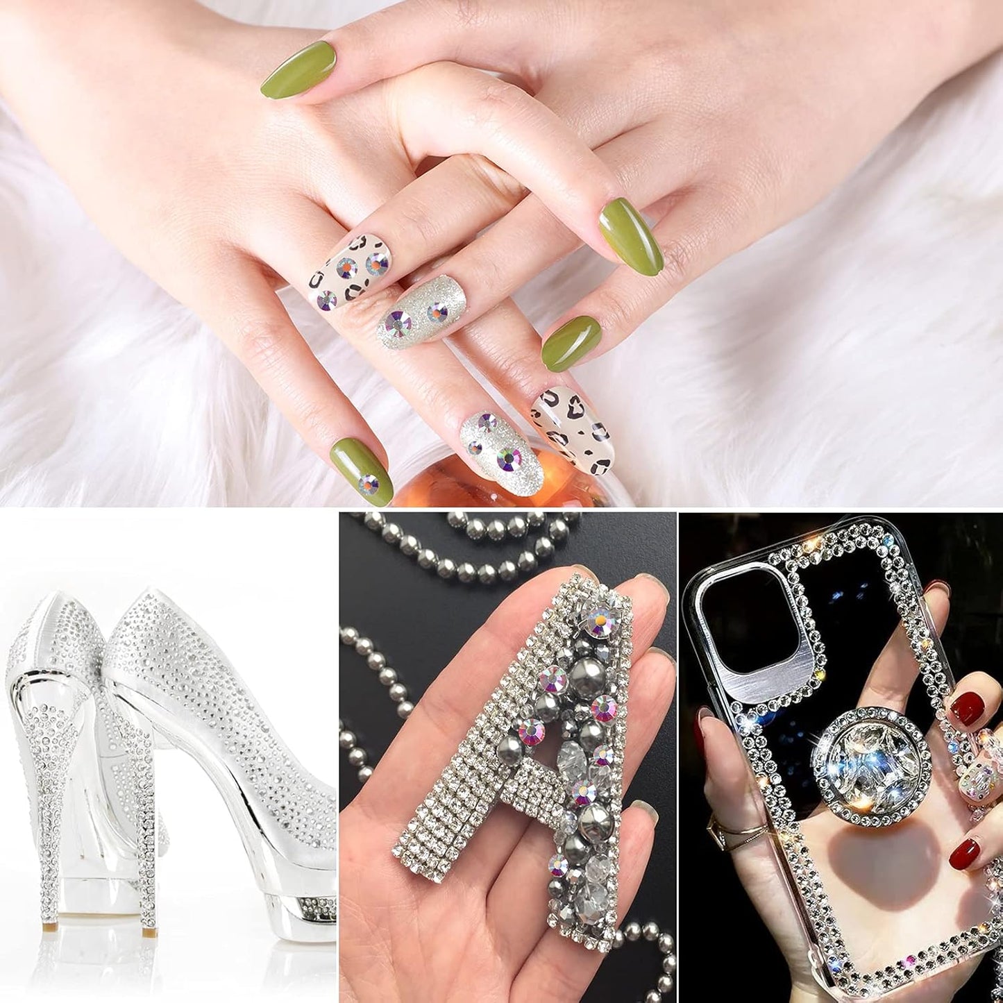 3456pcs Flatback Rhinestones Glass Charms Diamantes Gems Stones for Nail Art 6 Size ss4~ss12 Crystal AB