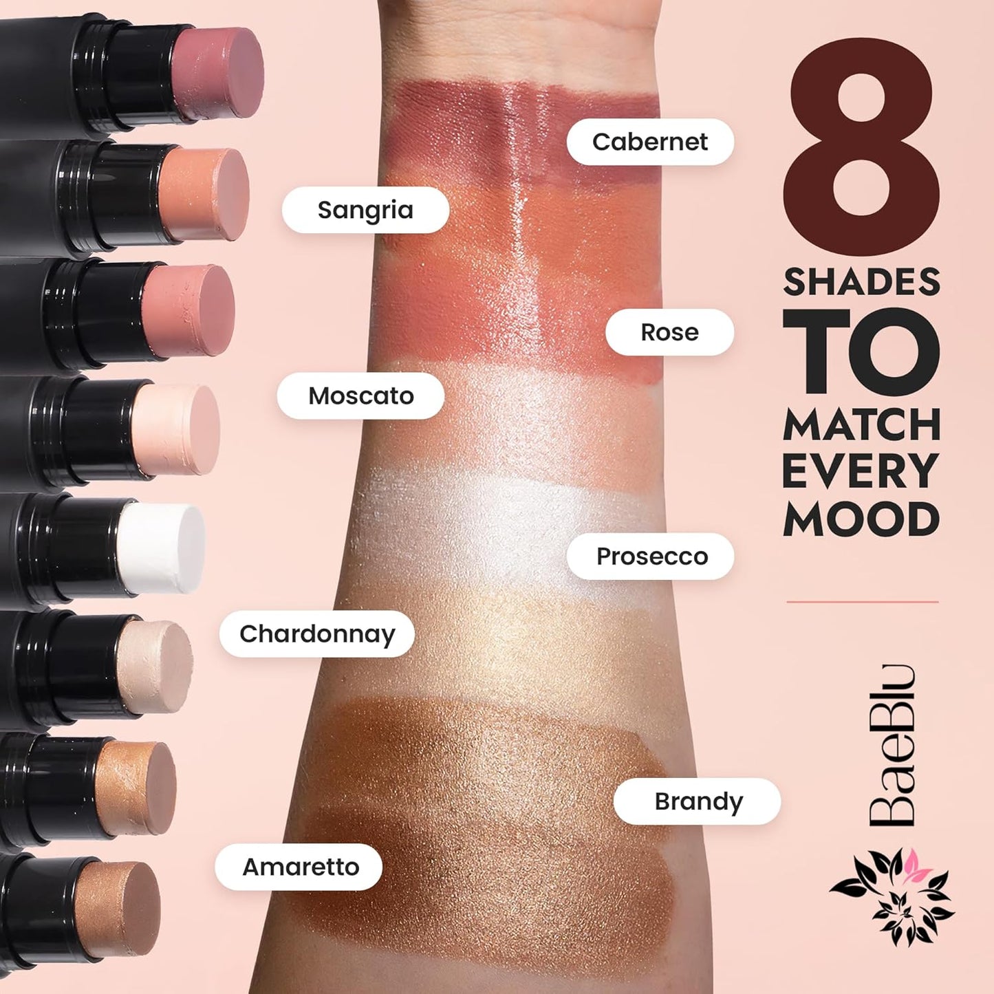 Organic Blush Tube, Chardonnay - 100% Natural Vegan Cream Blush Sticks, Multi-Use Bronzer, & Highlighter for Lips, Cheeks & Eyes, Buildable Shimmer, Gluten-Free, Paraben-Free, Made in USA