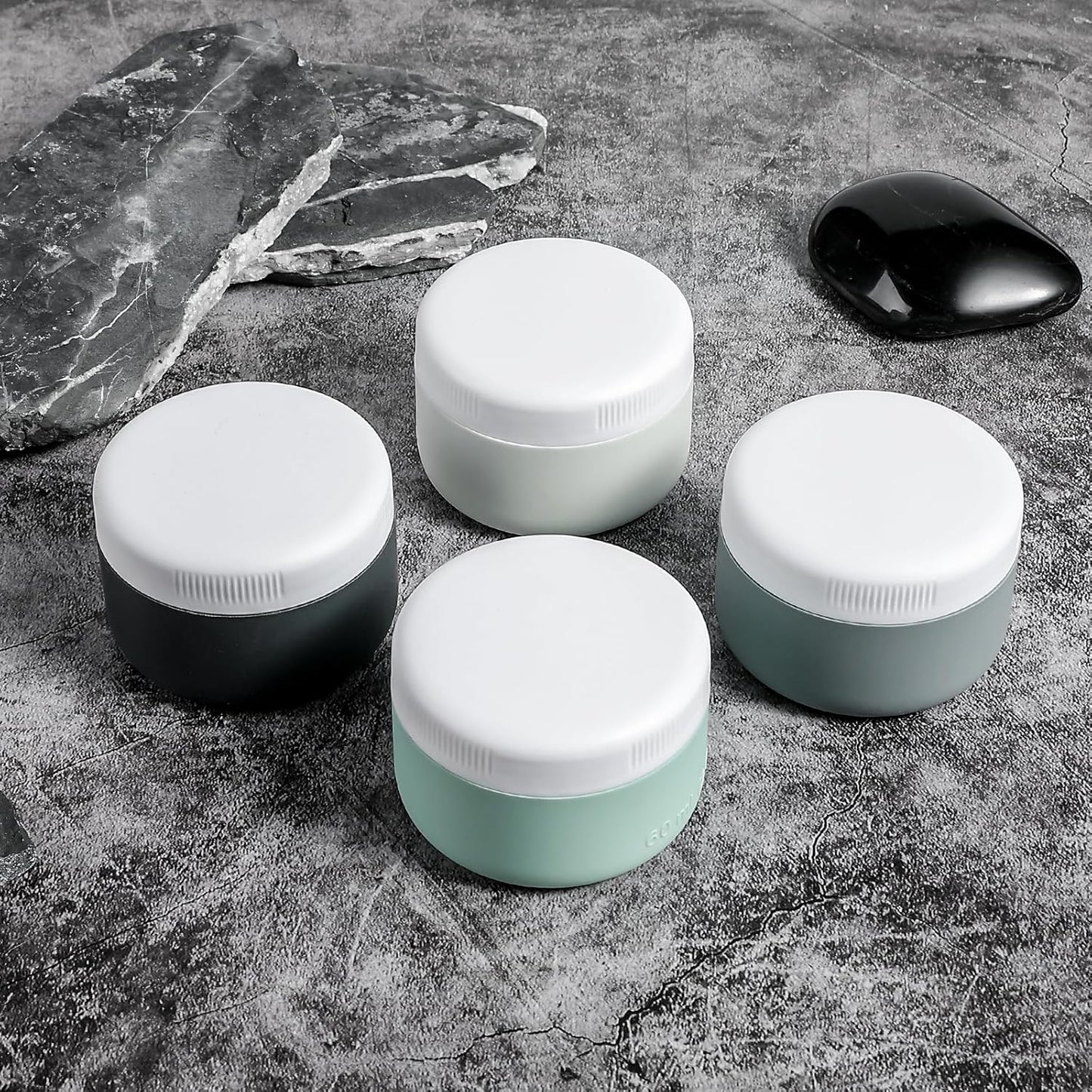 Travel Containers for Toiletries, Silicone Cream Jars BPA-Free, Leak-proof 3oz Travel Size Containers, Portable Size Silicone Jars with Lid for Cosmetic Face Hand Body Cream (4 Pack)