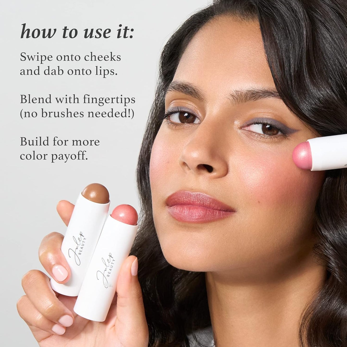 Julep Skip The Brush Cream to Powder Blush Stick - Golden Guava - Blendable and Buildable Color - 2-in-1 Blush and Cheek Makeup Stick