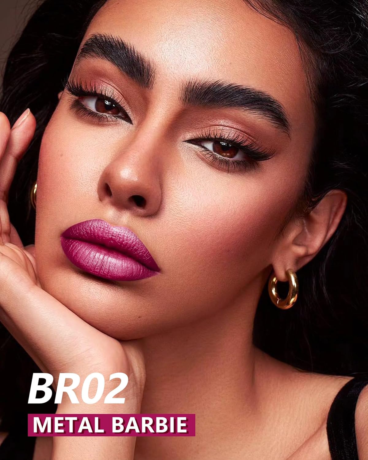 MAKI YIKA 3Pc Metallic Lipstick Long Lasting, Hot Pink Red Brown Glitter Lipsticks, High Shine Lipstick No Smudge No Transfer Liquid Lip Gloss (Hot Pink/Red/Brown)