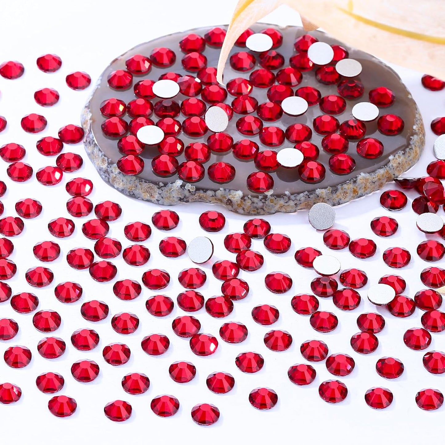 Siam Flatback Rhinestones, Glass Rhinestones for Nail Art and Craft, Glue Fix, Loose Crystal Gemstones(Siam, SS16, 2880pcs, 3.8-4.0mm)
