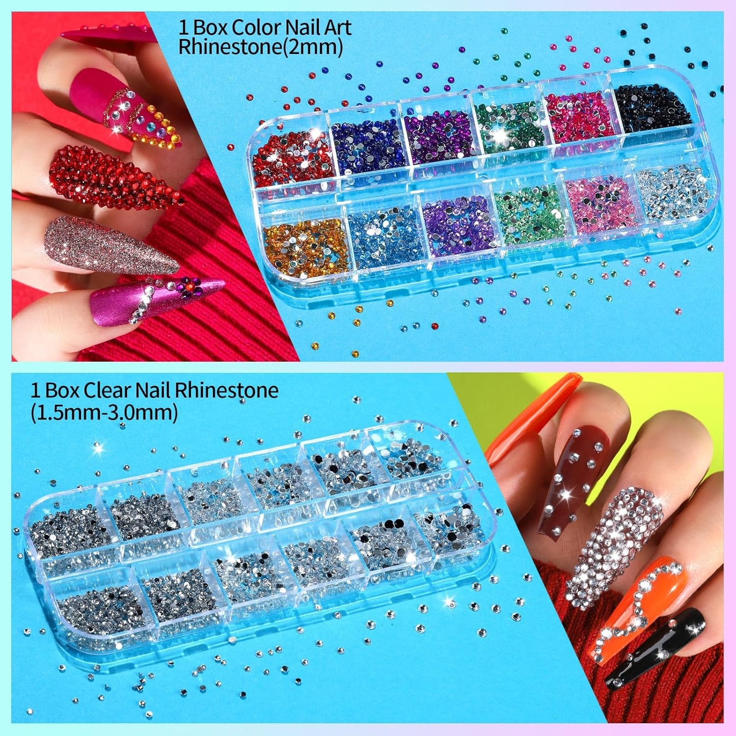 Teenitor Nail Art Brushes Set, Nail Art Tools, Nail Art Kit, Nail Art Supplies, Nail Rhinestones, Nail Accessories For Nail Art