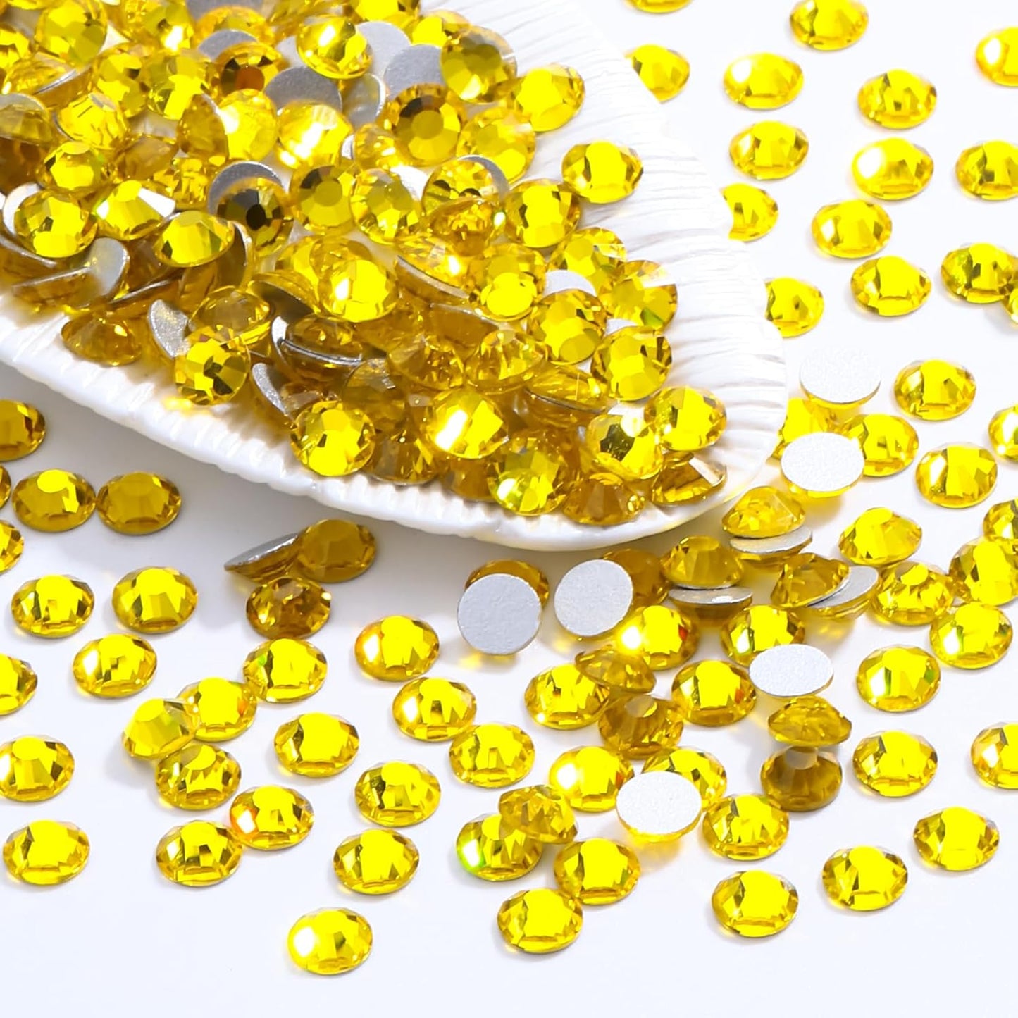 Citrine Flatback Rhinestones, Glass Rhinestones for Nail Art and Craft, Glue Fix, Loose Crystal Gemstones(Yellow, SS12, 1440pcs, 2.9-3.0mm)