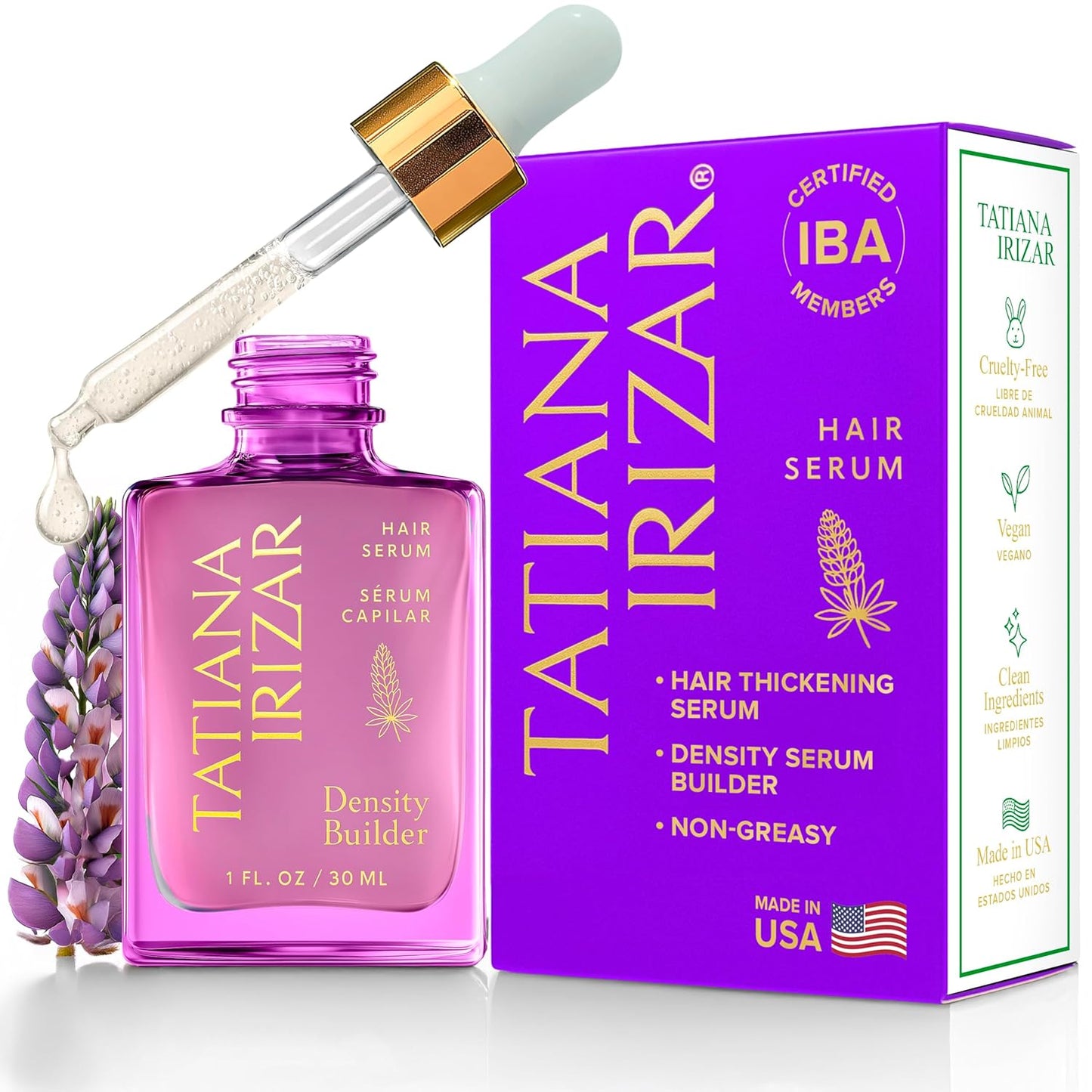 Hair Thickening Serum - Hair Density Serum Builder for Women Made in USA 30ml - Clinically Proven Scalp Treatment Non-Greasy - Natural Biotin, Argan & Pea Peptides - For Thinning, Fine or Damaged Hair